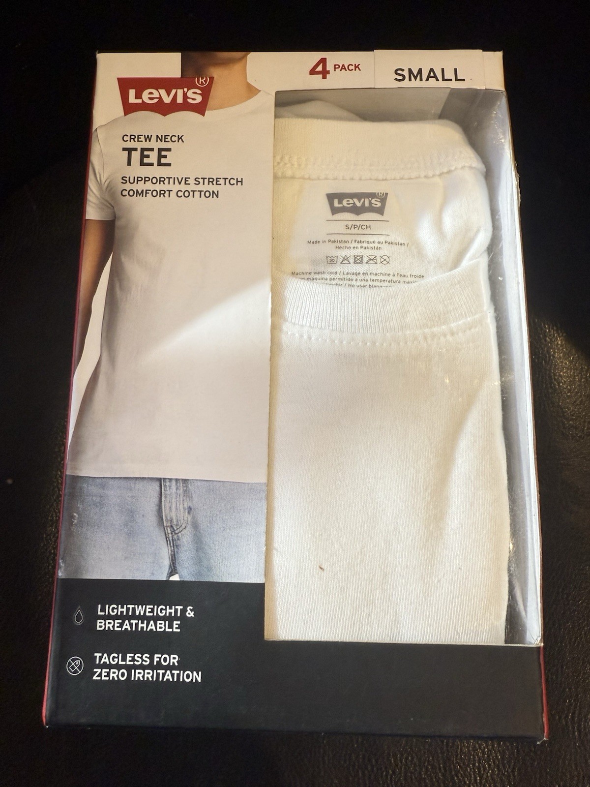 Levis White Crew Neck Premium Cotton T Shirts Men&rsquo;s Size Small 34-36 4 Pack