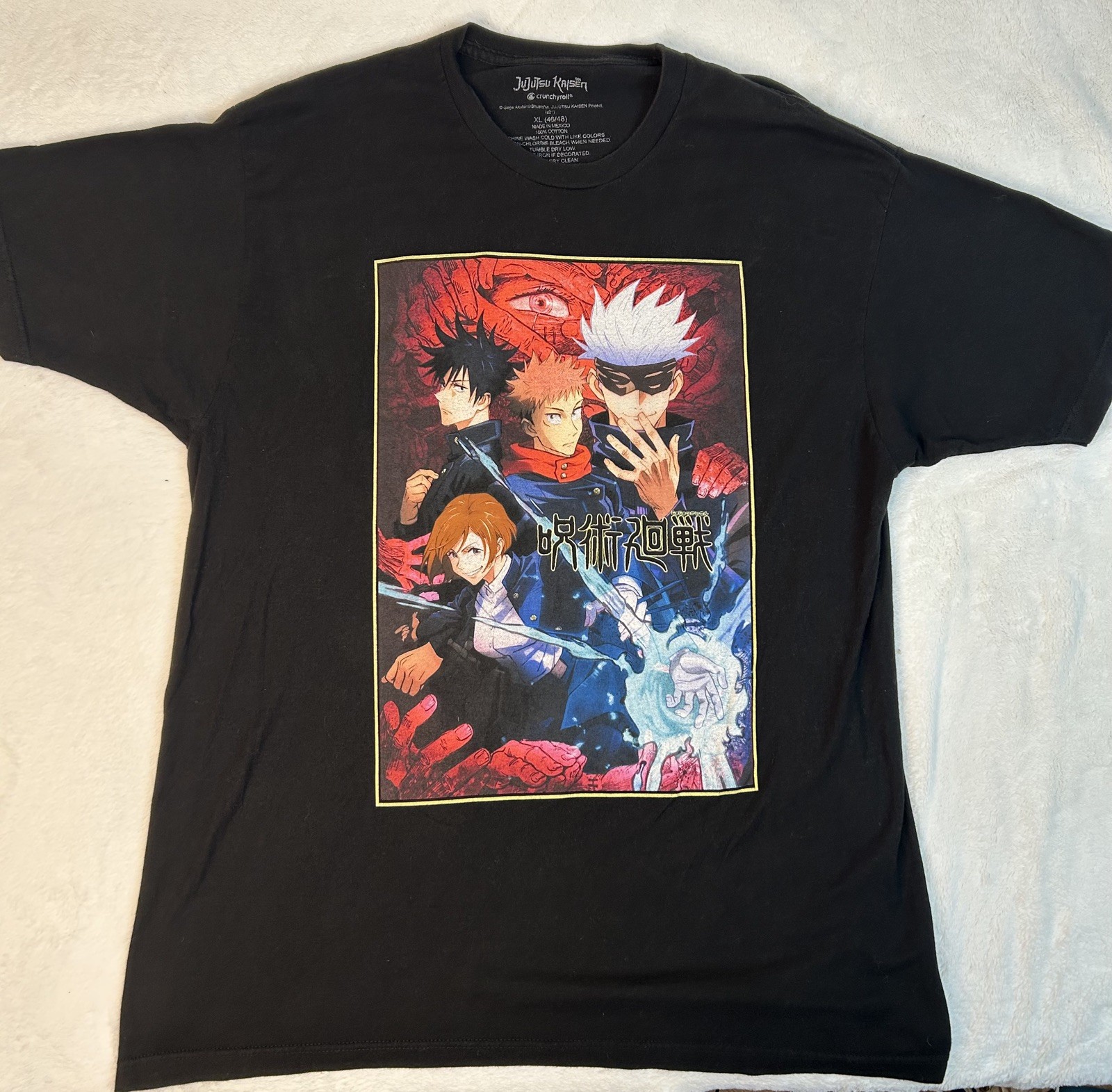 Jujutsu Kaisen Mens TShirt Size XL Crunchyroll Graphic Design Black 100% Cotton