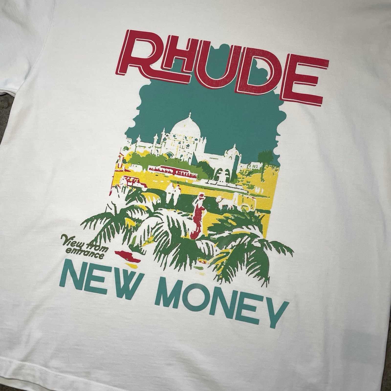 Rhude New Money Graphic Tee White Size Large SS23 Streetwear Luxury