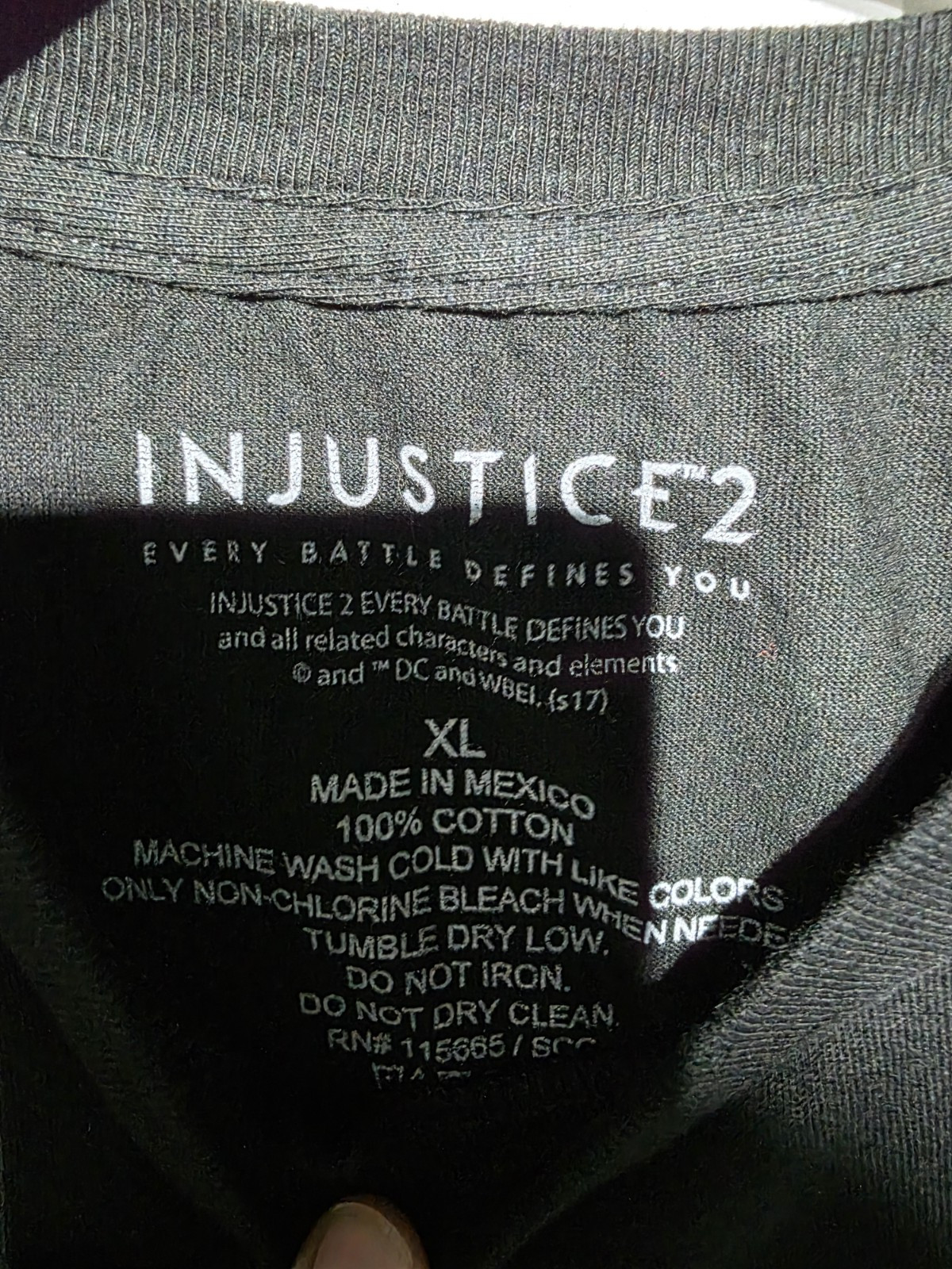 Loot Crate Exclusive Injustice 2 Black 100% Cotton Short Sleeve Shirt Size XL