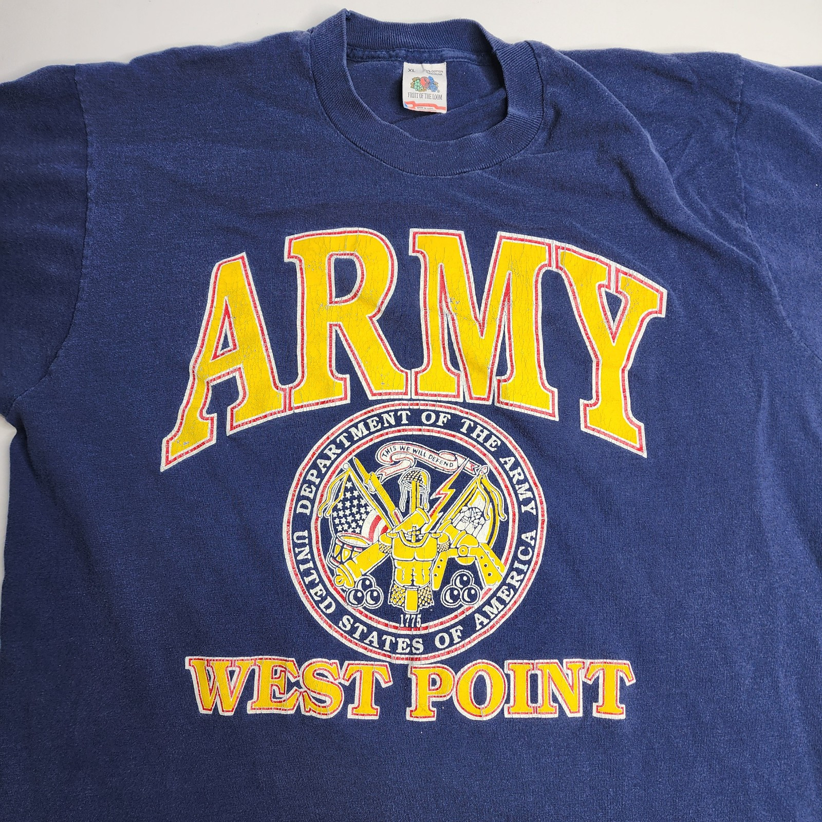 Vintage Fruit of the Loom Army West Point Shirt Single Stitch Size Large