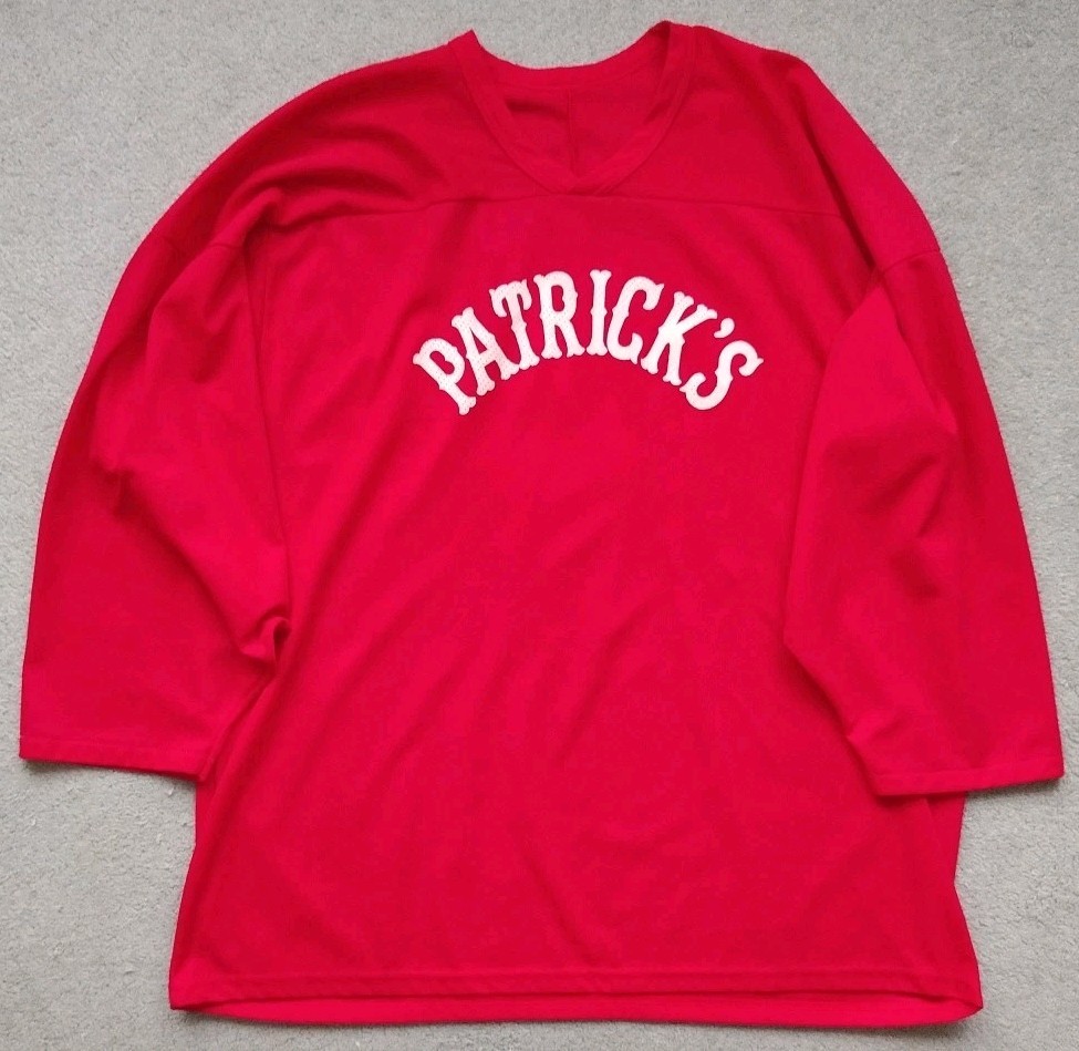 Mens XXL Vtg Red Hockey Jersey « Patrick&rsquo;s » Canada Made Pit 29&Prime; Length 35&Prime; Stains