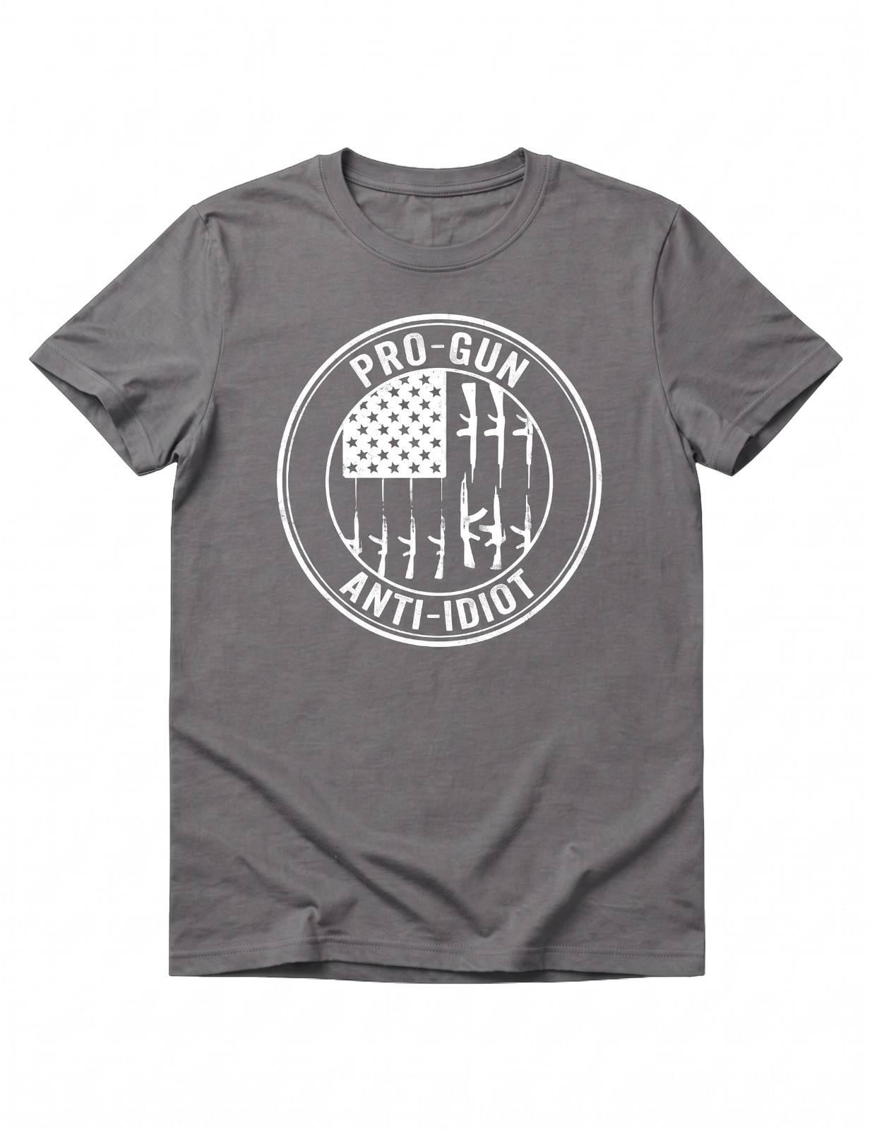 Pro-Gun Anti-Idiot T-Shirt | 2nd Amendment Vertical Rifle Flag 2A