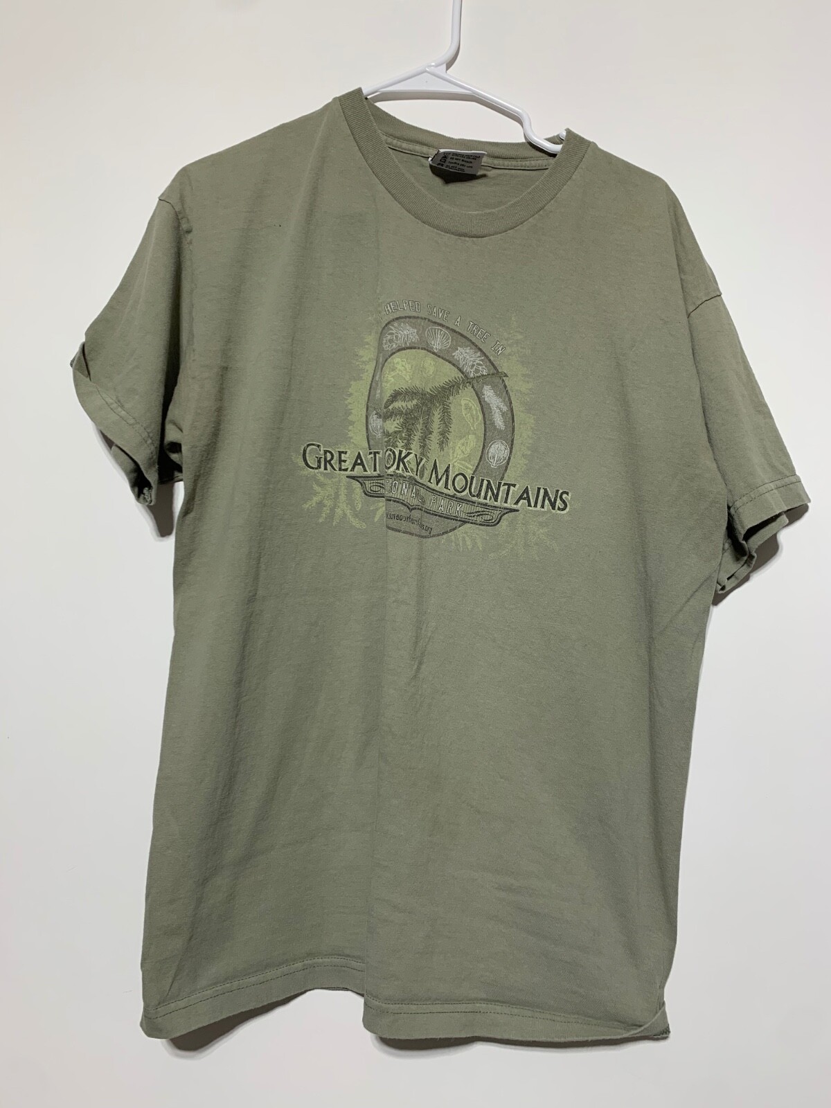 Bayside Heavy Weight Men XL Green Great Smoky Mountains Short Sleeve Shirt