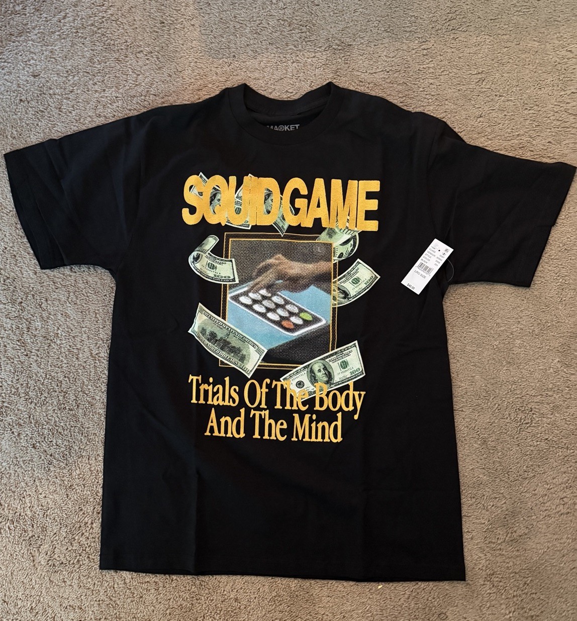 PacSun x Netflix Squid Game Graphic Logo Crewneck T-Shirt Men&rsquo;s L Black