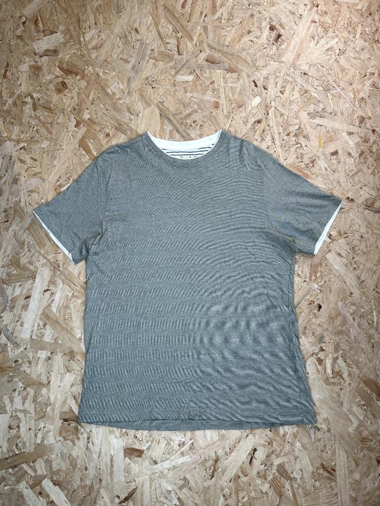 Denim & Flower Ricky Singh Mens XL Green Striped Double Layer Crewneck T-Shirt