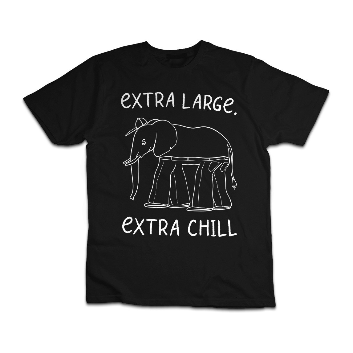 Extra Large Extra Chill Elephant Funny Graphic T-Shirt Relaxed Humor Tee
