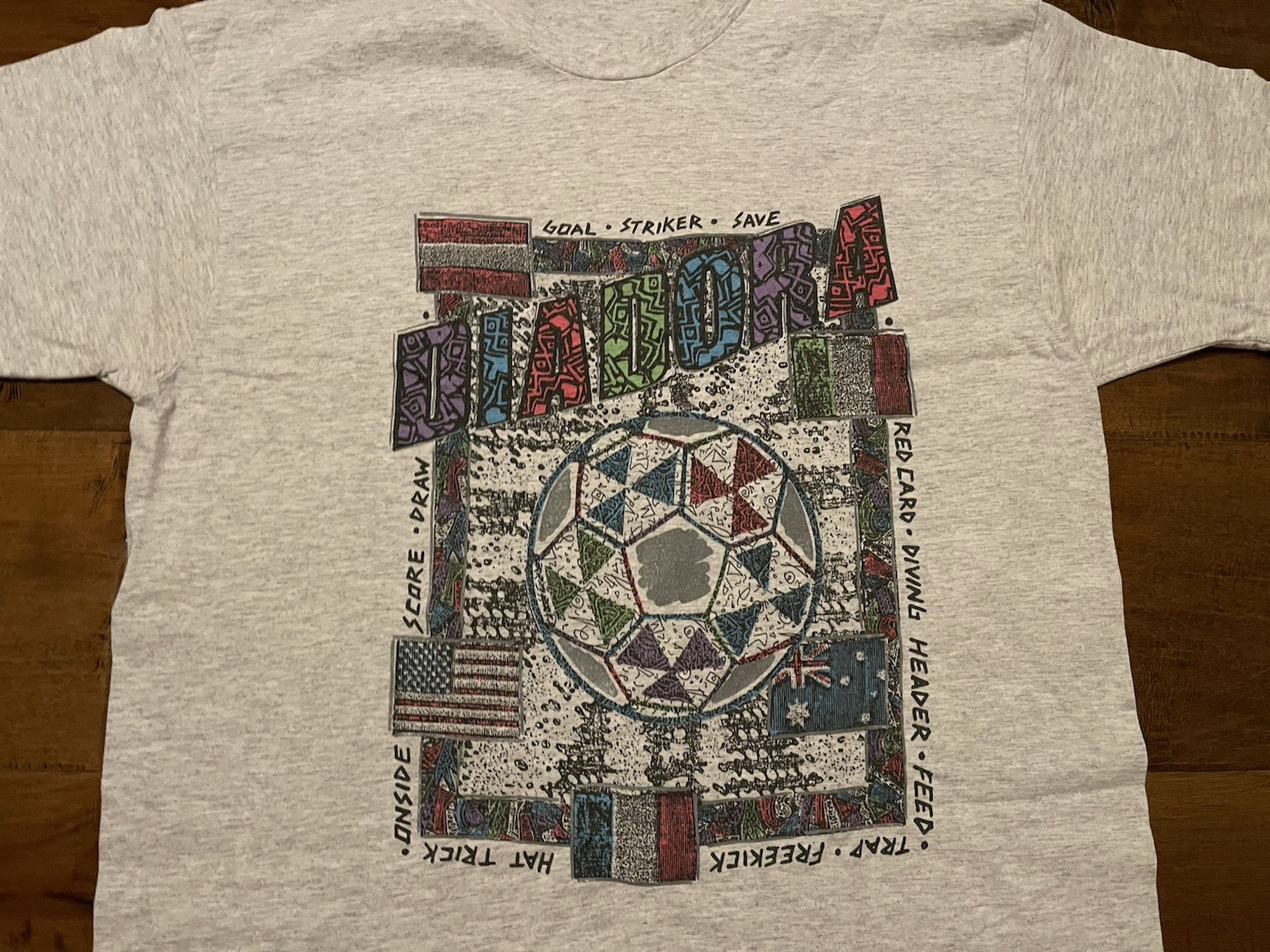 Vintage Diadora Soccer Single Stitch Gray S/S Tee T-Shirt – Adult XLarge