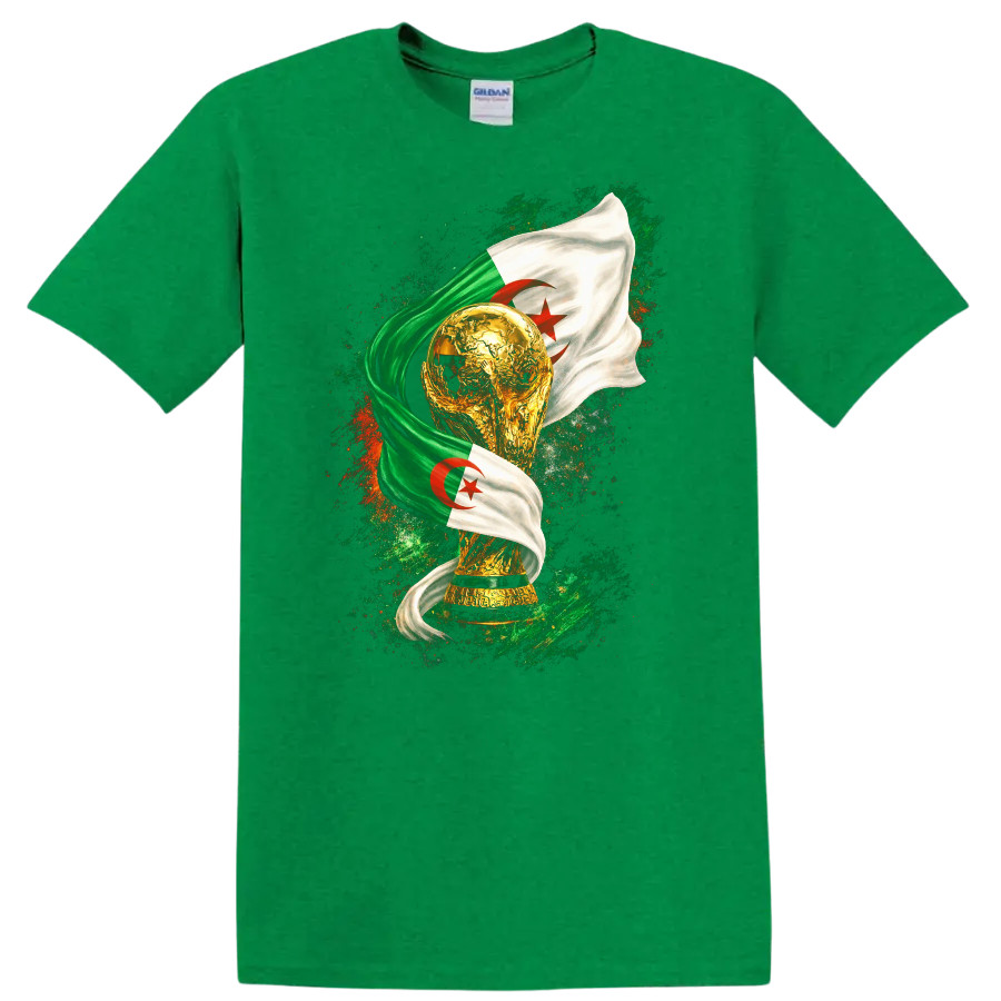 Algeria National Team World Cup Trophy Flag T Shirt Football Tee