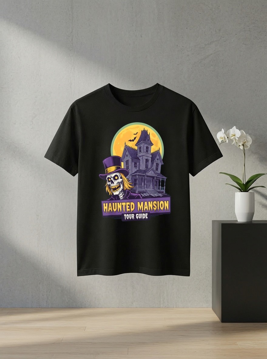 Unisex Haunted House Tour Guide Halloween Carnival Costume Graphic T Shirt Gift