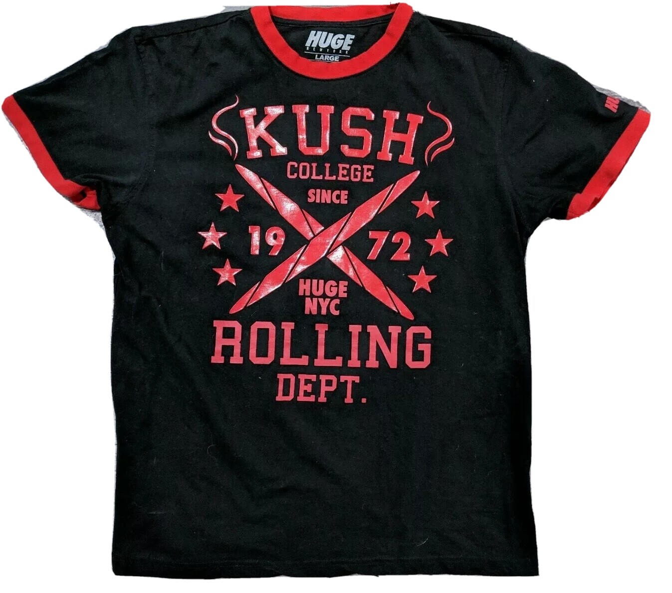 Huge New York Kush College Since 1972 Rolling Dept 420 Pot Urban wear ringer