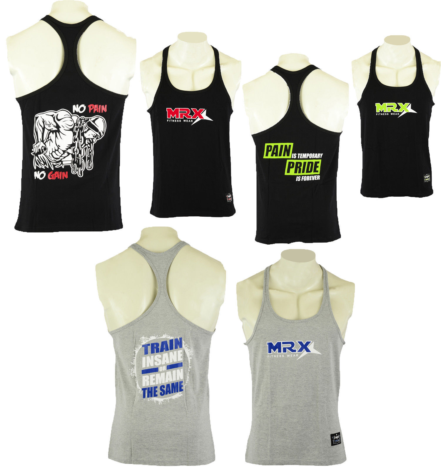MRX Men&rsquo;s Gym Training Exercise Vest Sports Workout Gear Fitness Stringer Tops