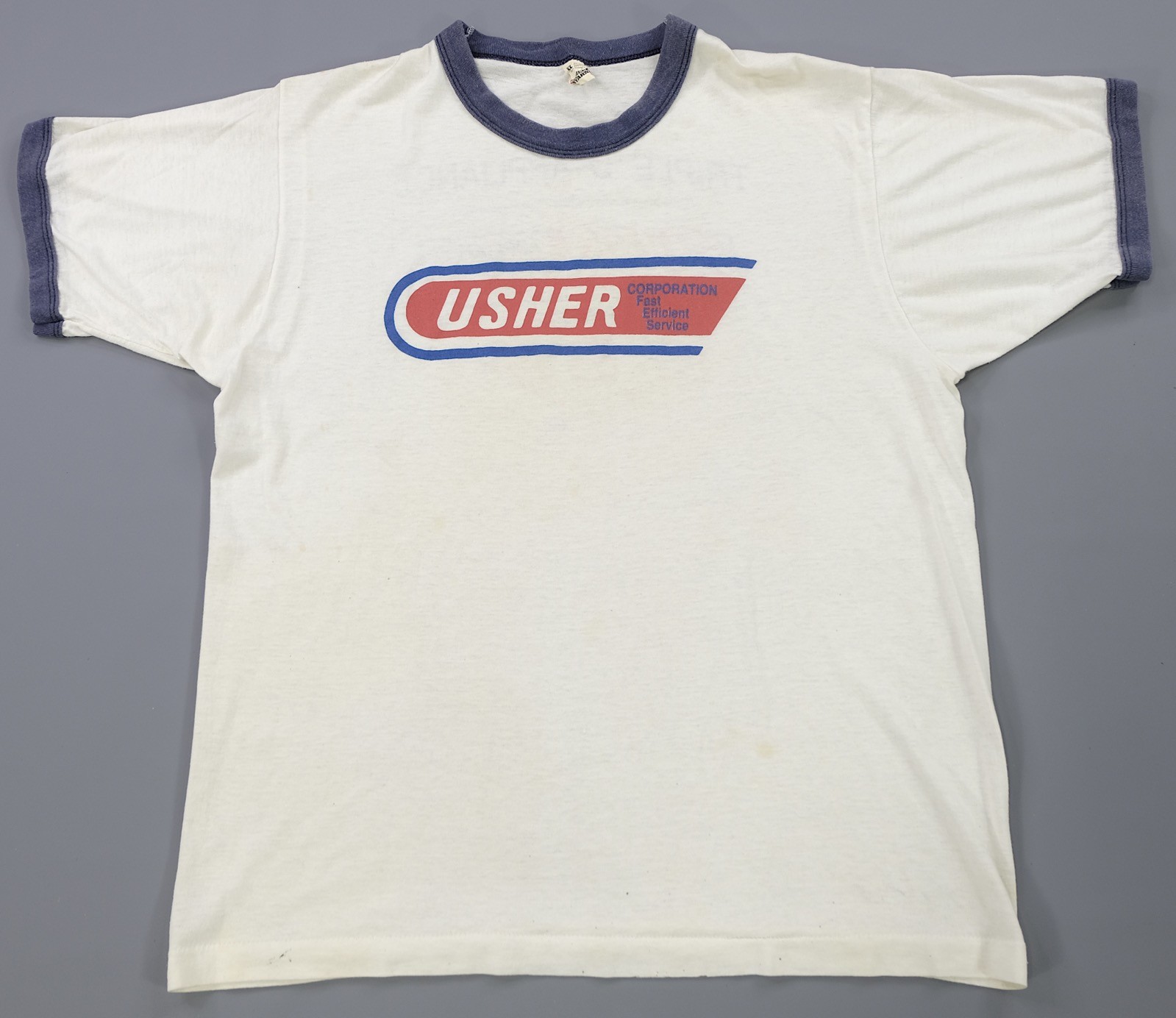 Rare VTG SCREEN STARS Usher Corporation Triple D Appliance Ringer T Shirt 80s XL