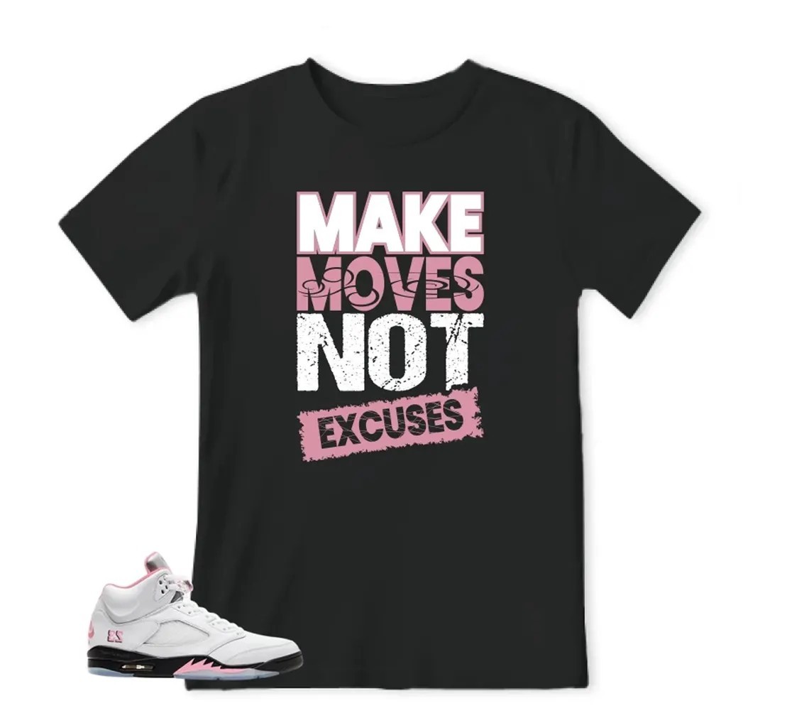 Sneaker Tees Shirt To Match Retro 5 Soft Pink AJ5 ,BLACK/WHITE