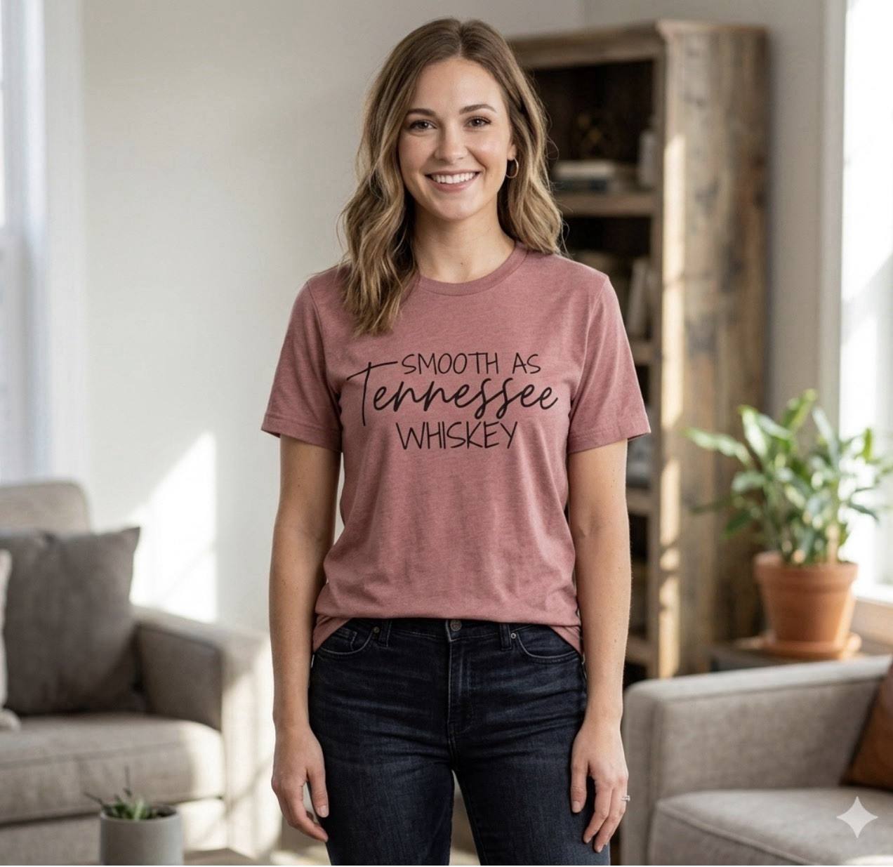 Bella+Canvas Heather CVC Smooth As Tennessee Whiskey Graphic Tee Pink L