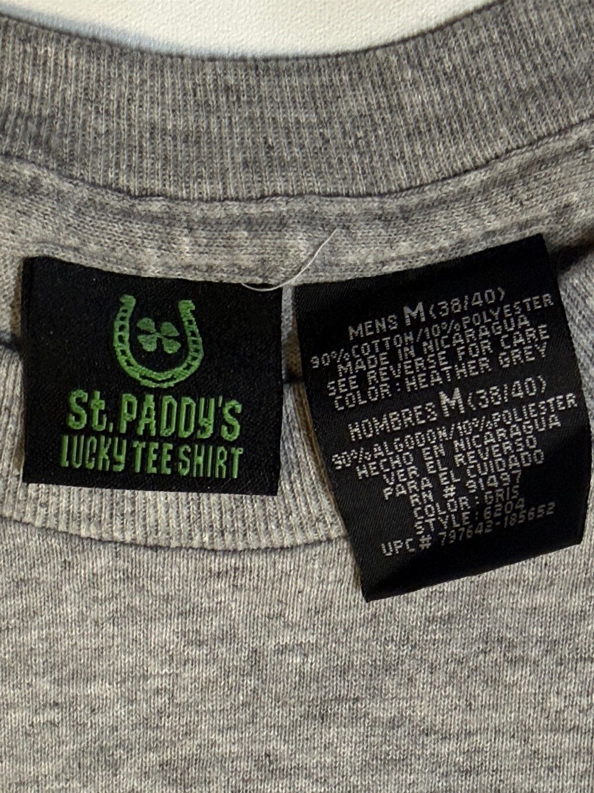 St Paddys Shirt Mens M Heather Grey Irish Green Yellow Graphic Tee Soft Cotton