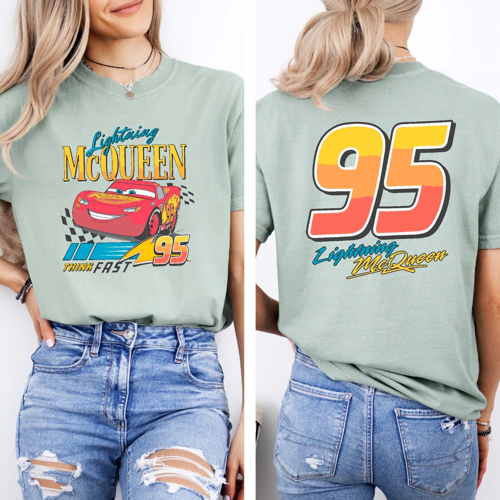 Vintage Lightning Mcqueen Comfort Colors Shirt, Kids Disney Shirt, Disney Cars