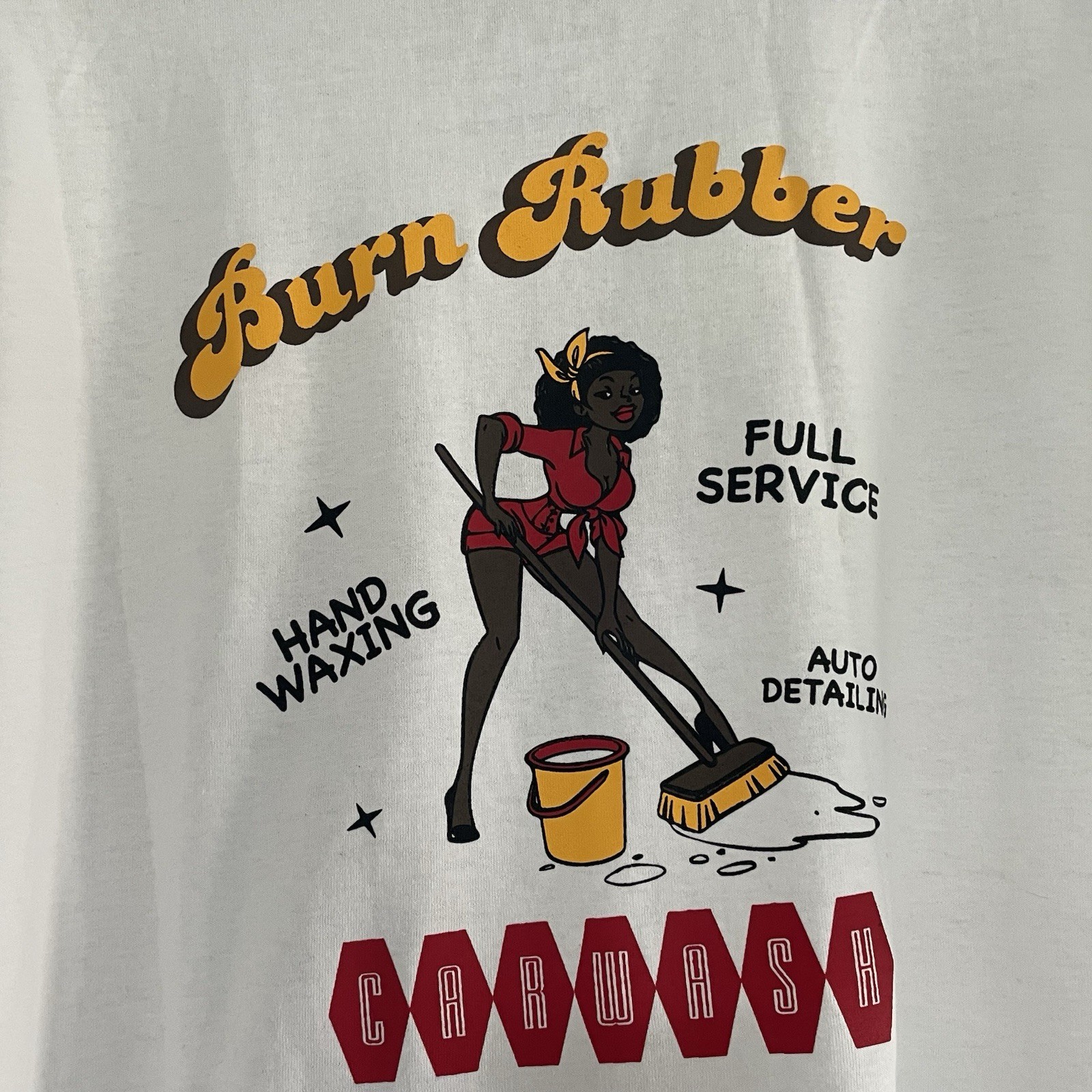 Men&rsquo;s Burn Rubber Car wash Graphic T-shirt XXL Hand Detailing Wax White