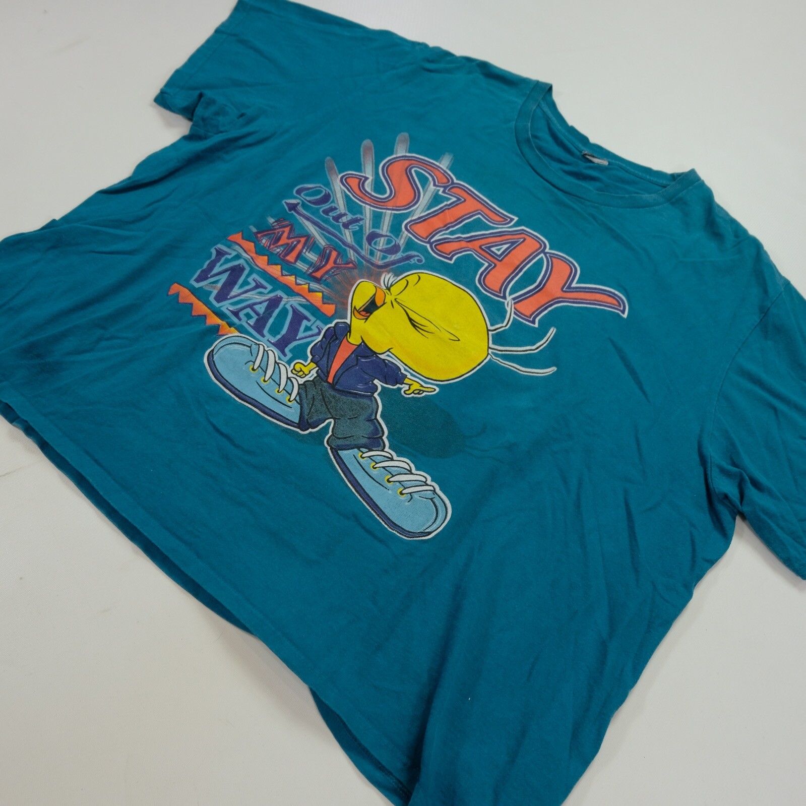 Rare Vintage Tweety Bird Stay Out Of My Way Sylvester Looney Tunes T Shirt 90s