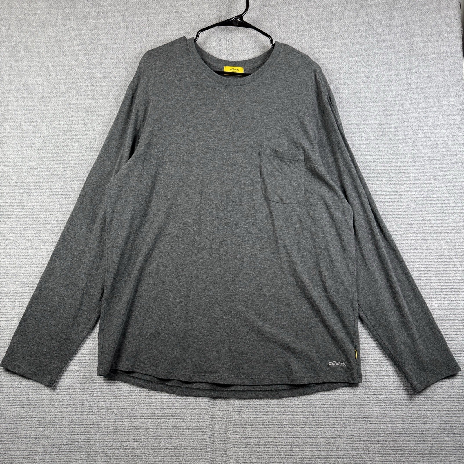 Allbirds Shirt Men’s Size XL Anytime Long Sleeve Tee Merino Wool Blend Pocket