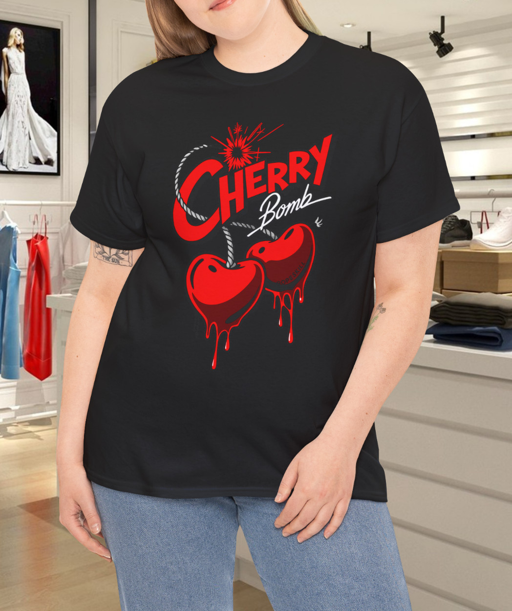 Cherry Bomb Dripping Heart Graphic T-Shirt