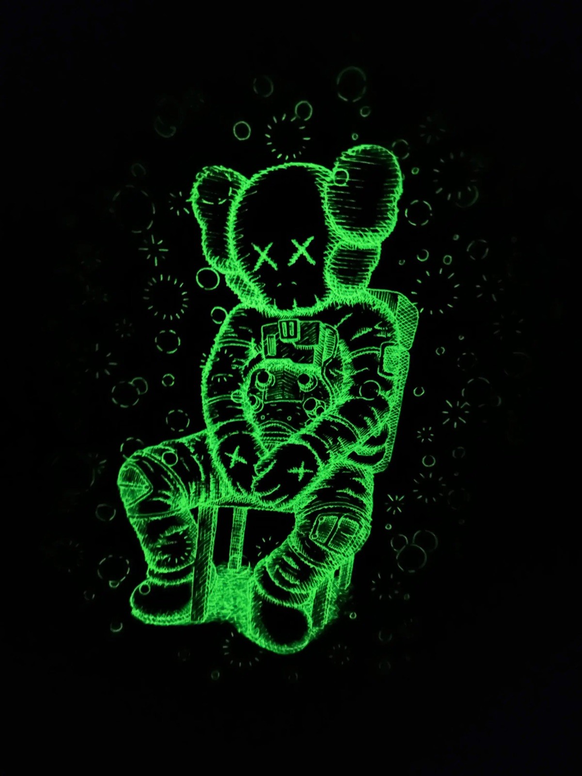 KAWS x Kid Cudi Moon Man Glow In The Dark Tee 100% Authentic SEALED SMALL