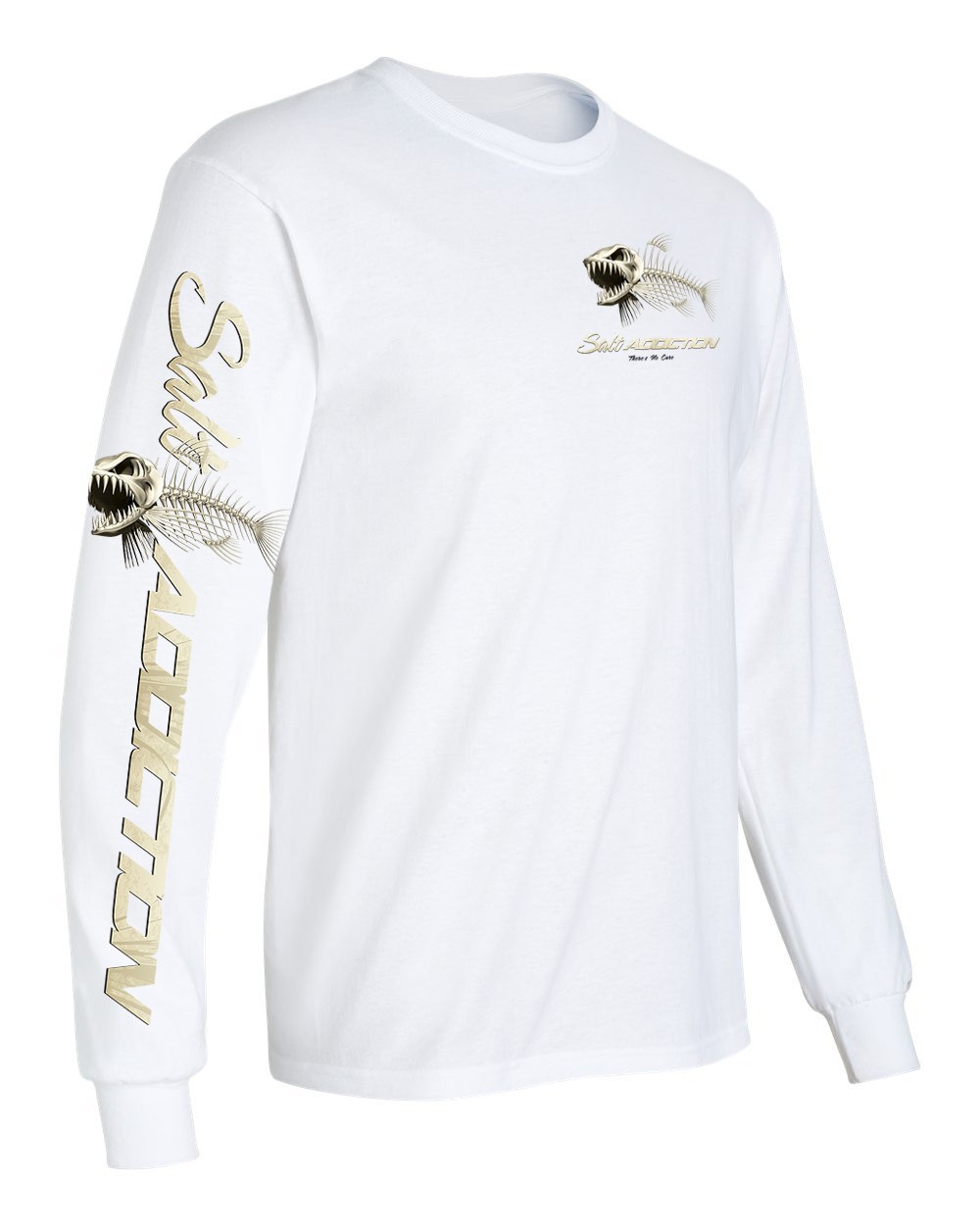 Salt Addiction Bonefish Flats Fishing Long Sleeve T Shirt Cotton Fish bones