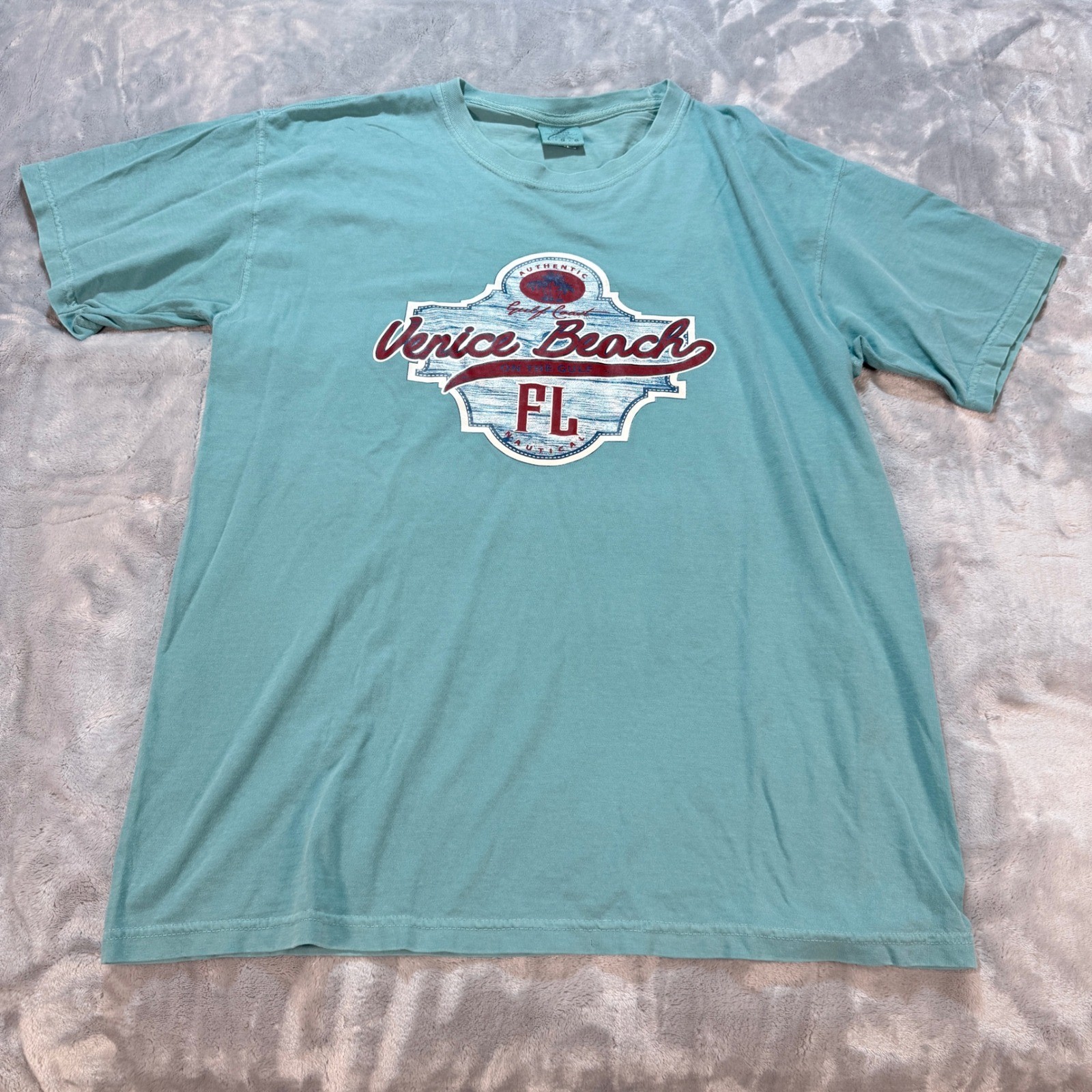 Comfort Colors Venice Beach FL Gulf Coast Graphic T Shirt Light Blue Size Large