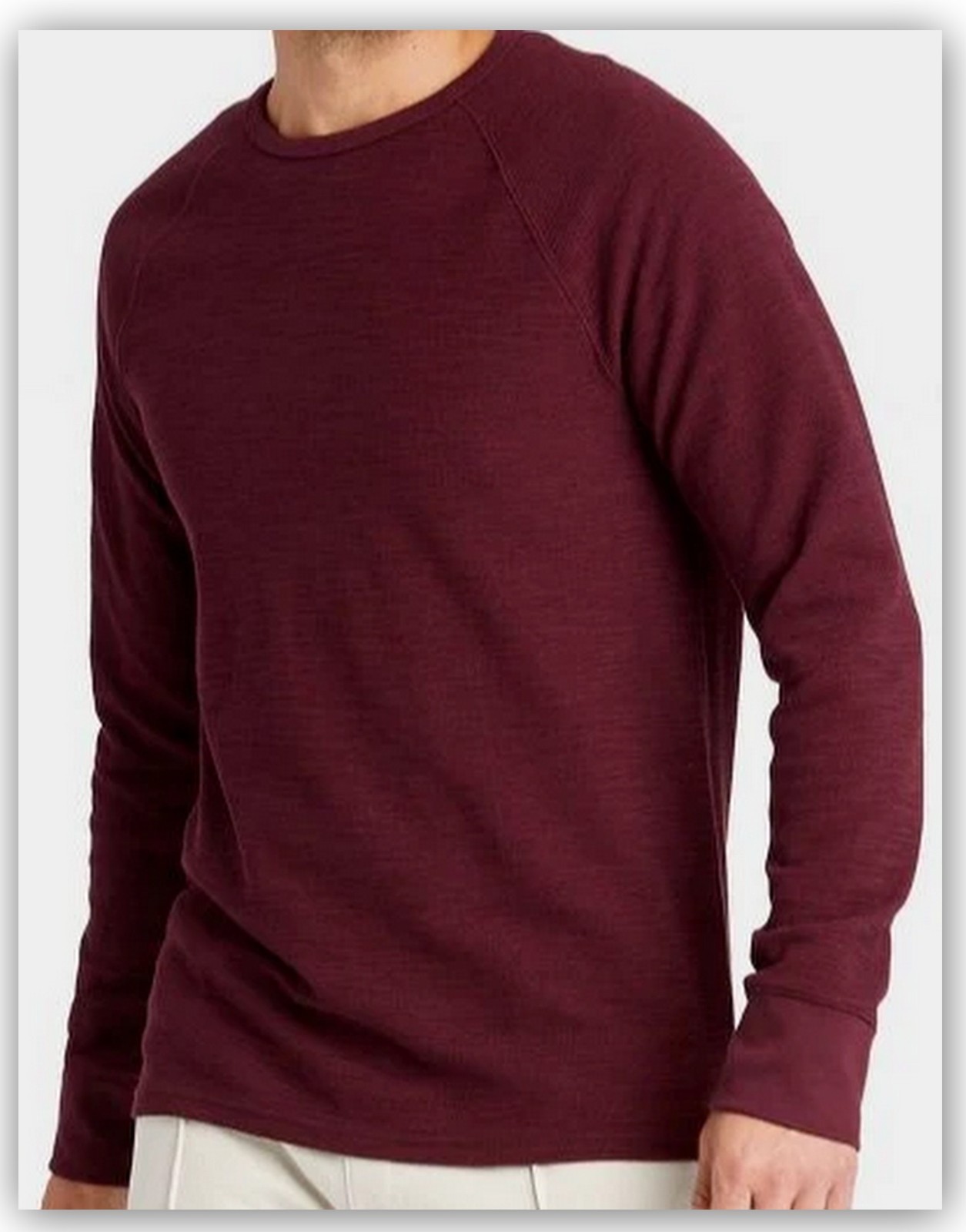 Men&rsquo;s Long Sleeve TEXTURED PULLOVER Shirts Crewneck Goodfellow