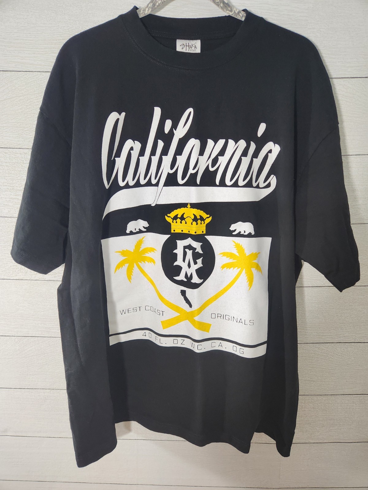 Shakawear T- shirt Mens 2XL Super Max Heavy Black California West Coast Original