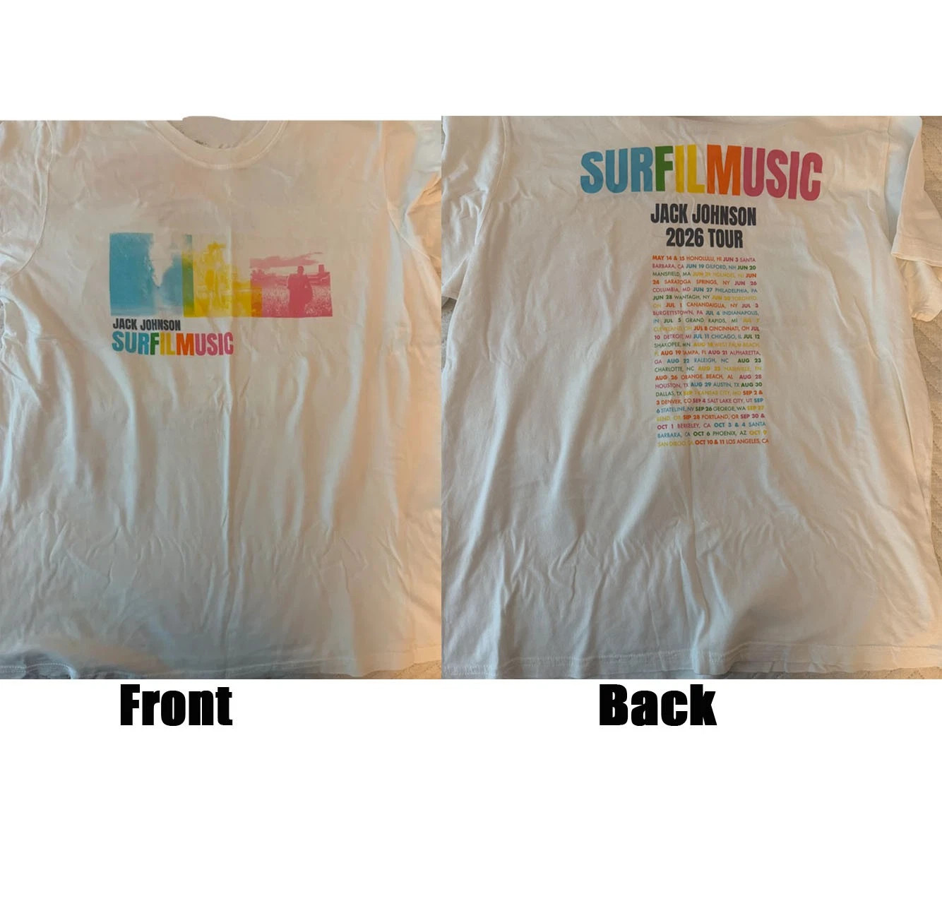 JACK JOHNSON&rsquo;s SURFILMUSIC SUMMER 2026 TOUR T-shirt, FAST SHIP