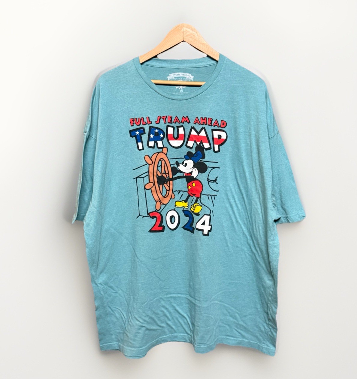 I Love My Freedom Trump Shirt Adult Size 4XL Mickey Mouse Graphic Tee Mens