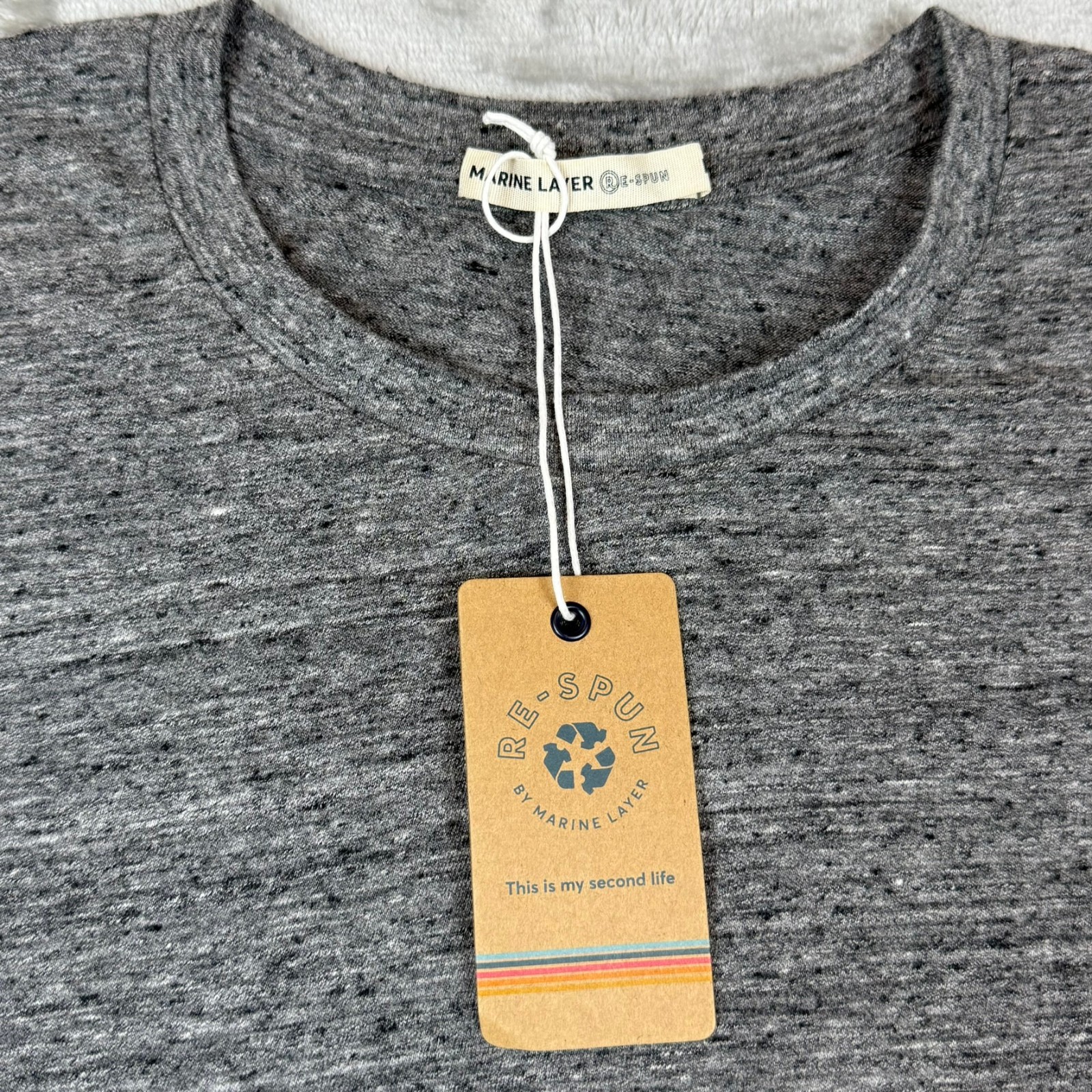 Marine Layer Signature Crewneck Tee T-Shirt Mens Medium Heather Gray Soft NWT