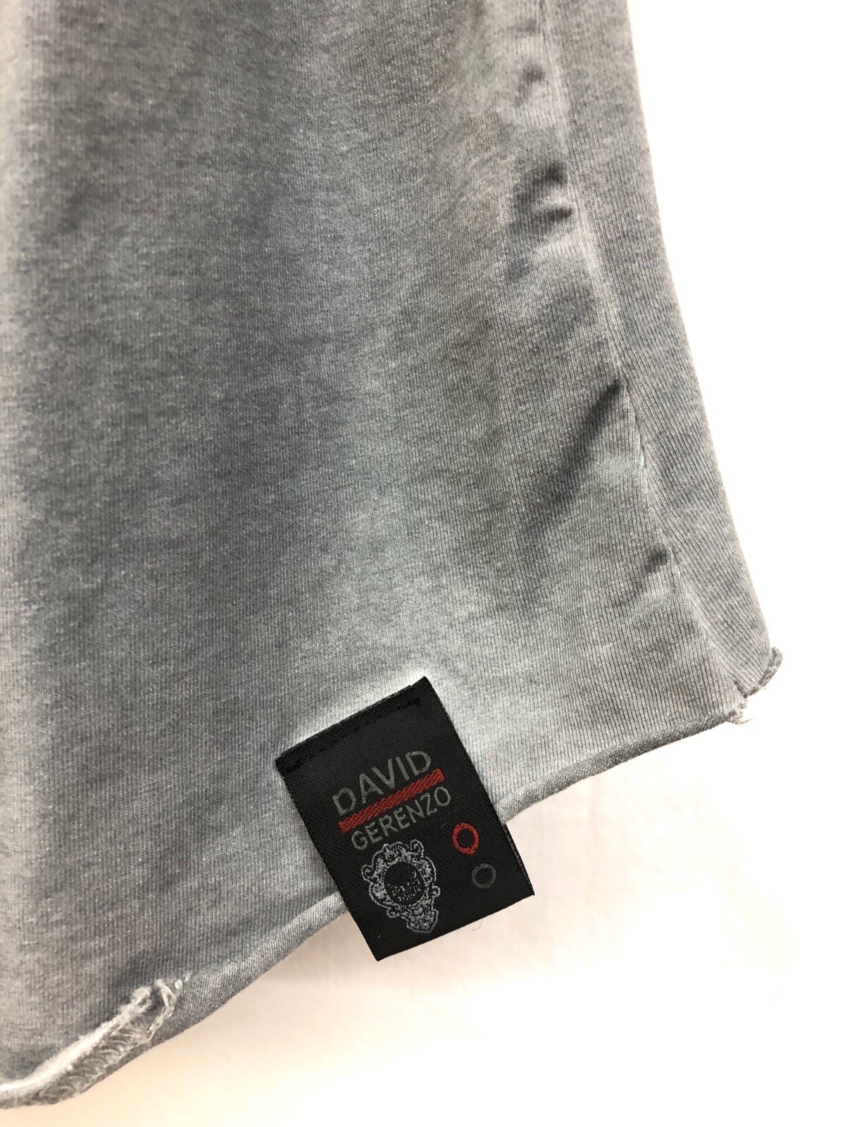 DAVID & GERENZO Sz XL Ripped & Torn Gray Foil Short Sleeve Mens T Shirt Tee