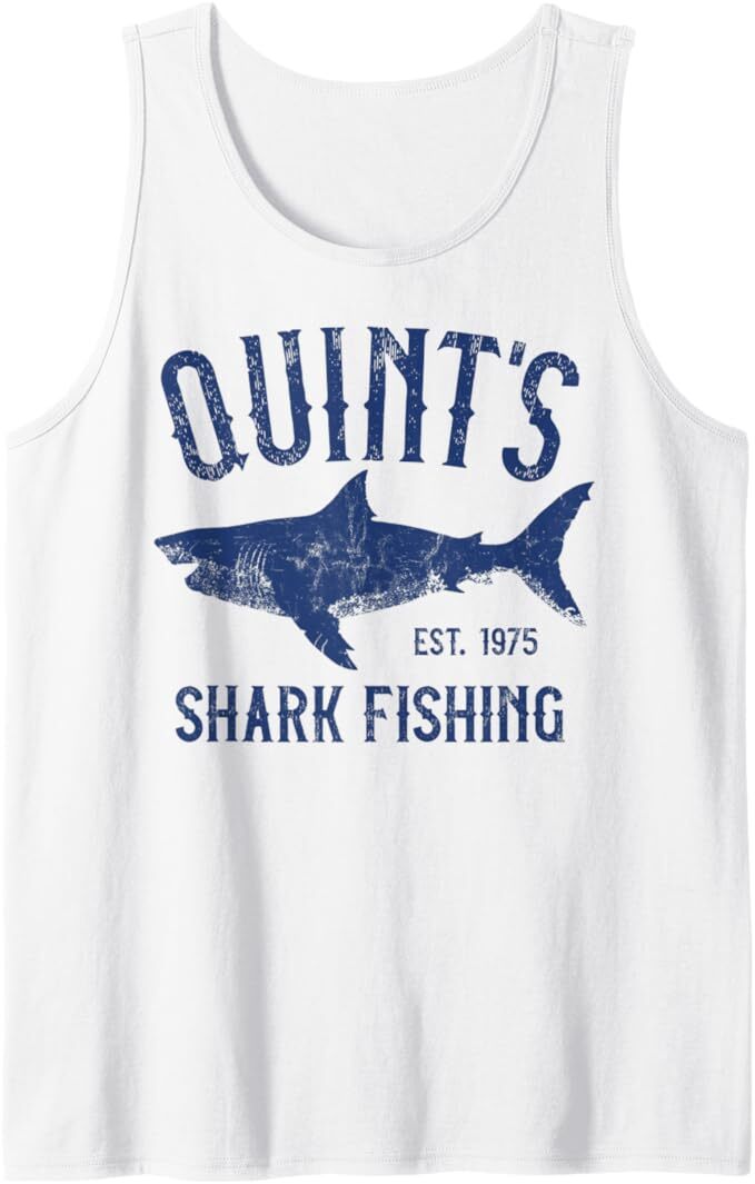 Vintage Quint&rsquo;s Shark Fishing 1975 Retro Tank Top, Size S-3XL