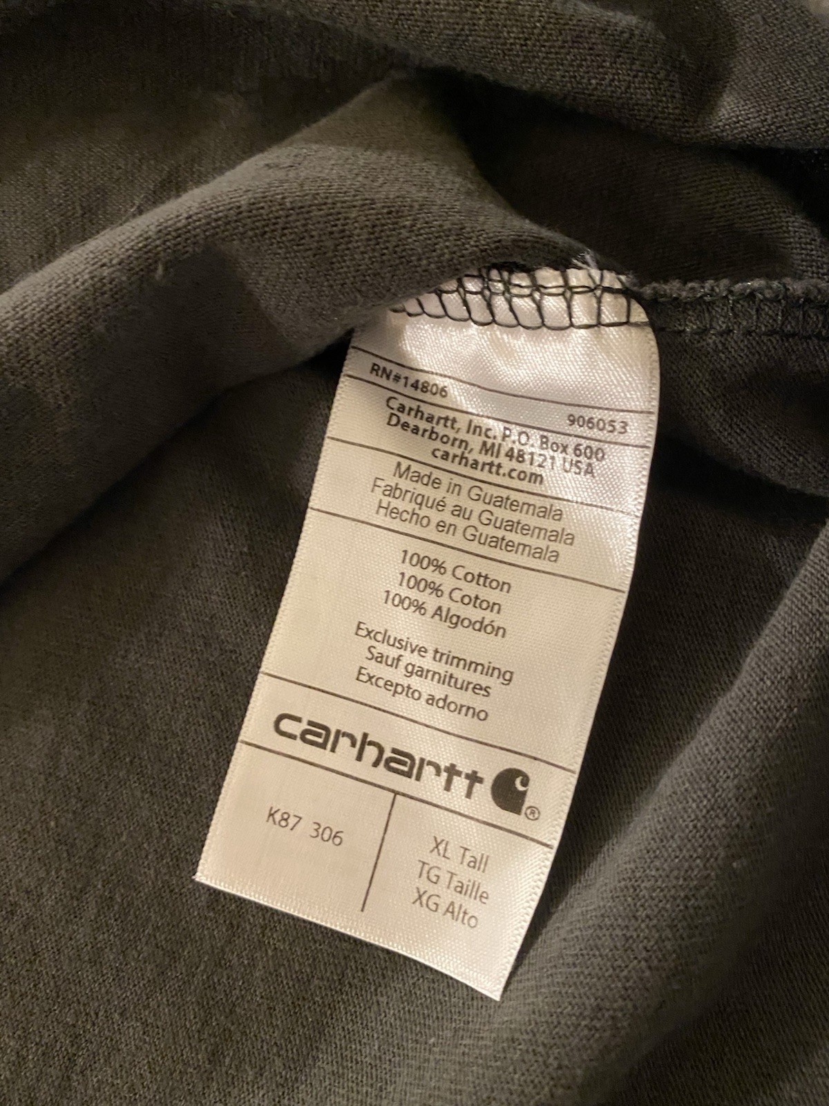 Lot of 4 Carhartt Men&rsquo;s XL Tall Loose Fit Pocket T-Shirts, Men’s Work Wear