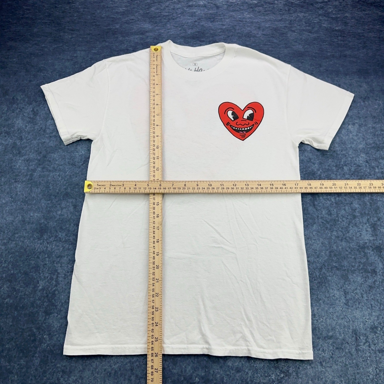 Keith Haring Ripple Junction White Heart Graphic Tee Shirt Mens Small S Pop Art