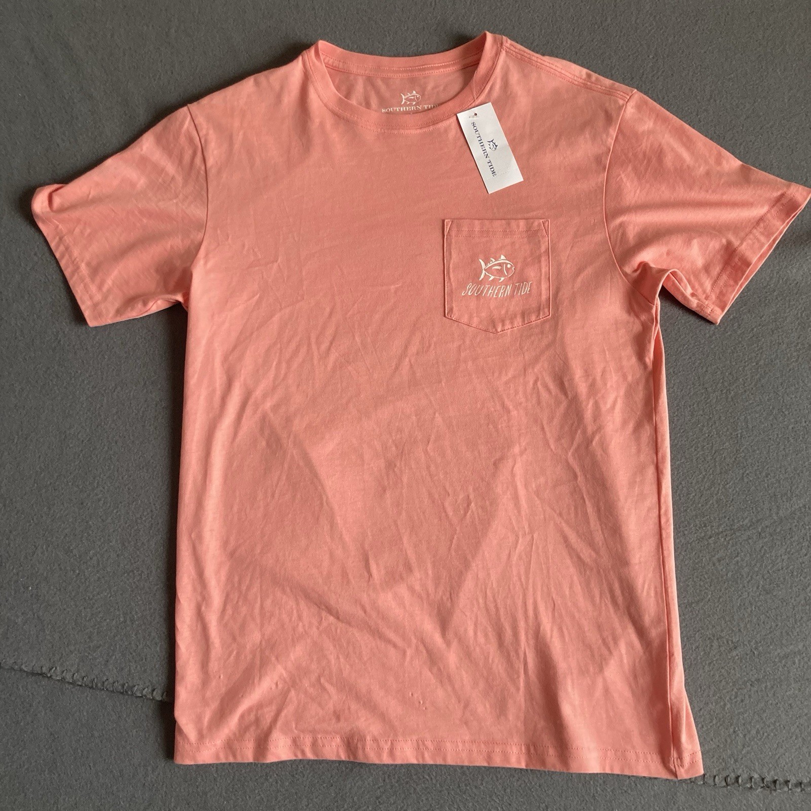 Southern Tide Content Castaway Tee Shirt Mens Small Citrus Punch 100% Cotton NEW
