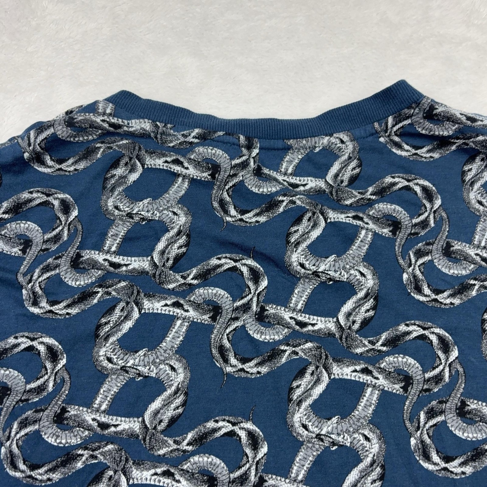HUGO BOSS Regular Fit T-Shirt Men M Blue Graphic Print Logo Cotton Jersey
