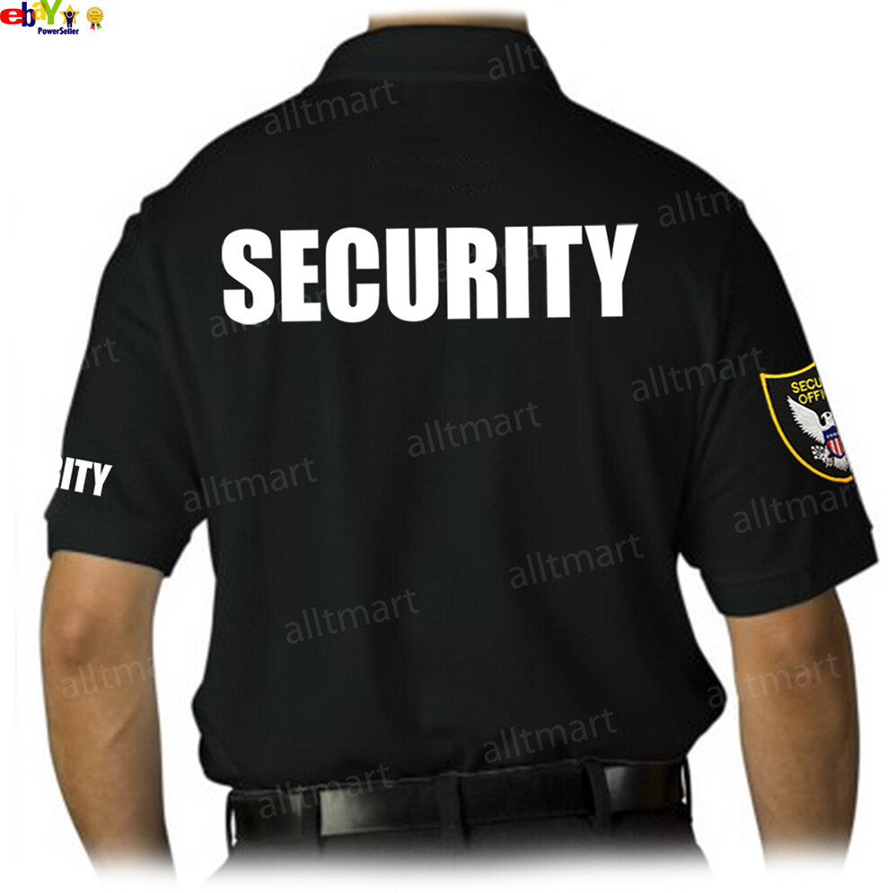 MEN&rsquo;S PRINTED SECURITY POLO T-SHIRT UNIFORM EMBROIDERY BADGE POLICE STAFF PARTY