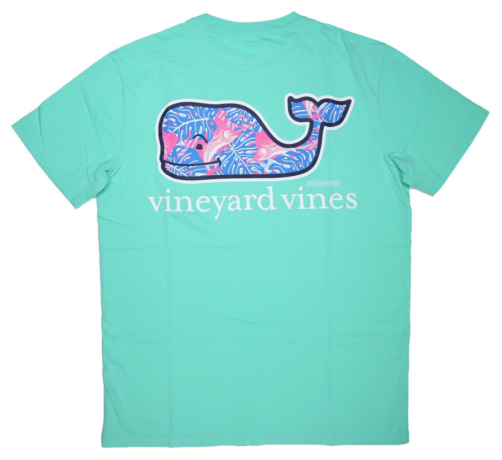 NWT Vineyard Vines Men SS Whale Pocket Crew T-Shirt Tee « SENDFISH & LEAVES WHL »