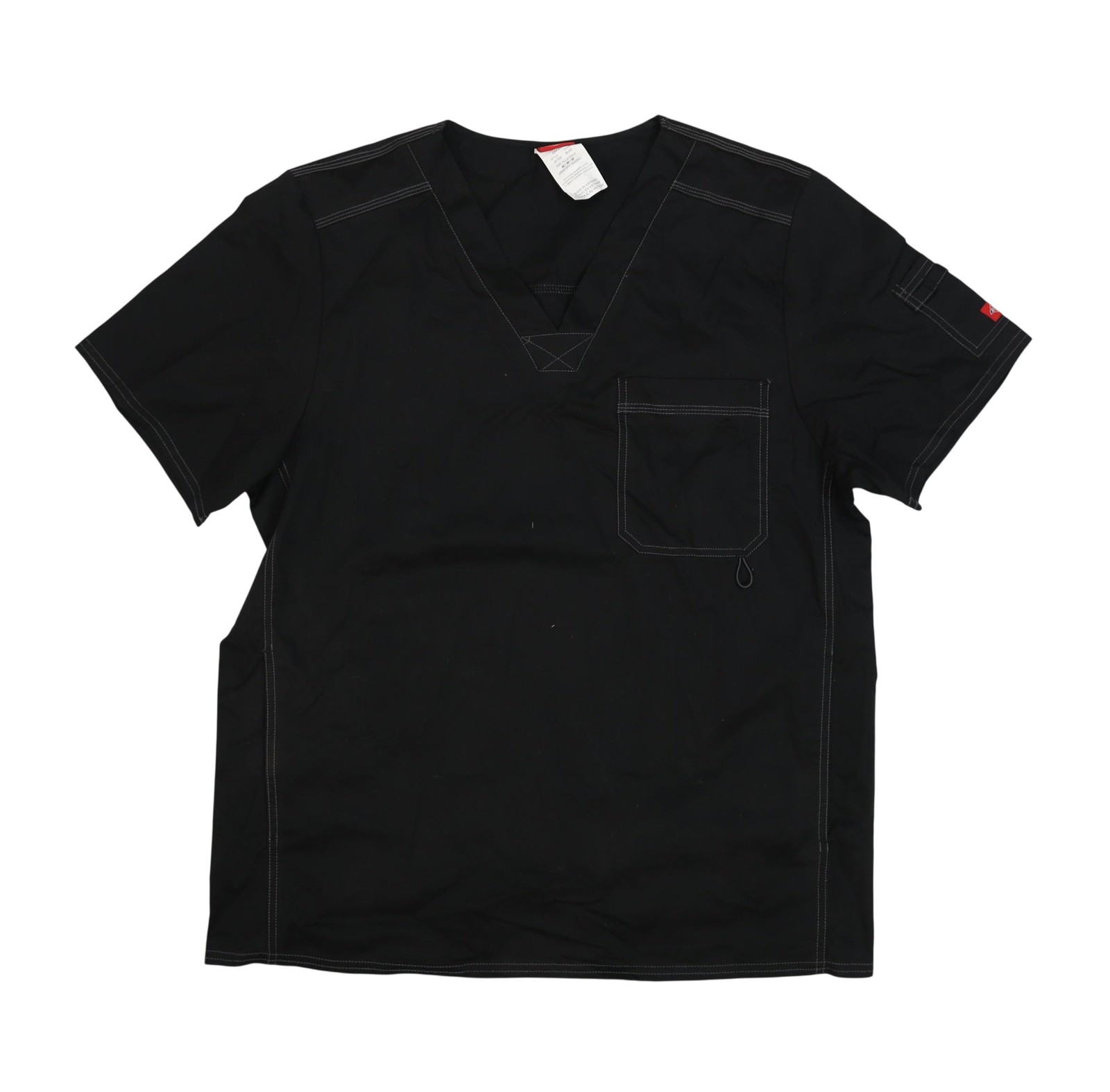 Dickies Scrub Top Mens Medium Black V Neck Stretch Pocket Work Shirt Tee