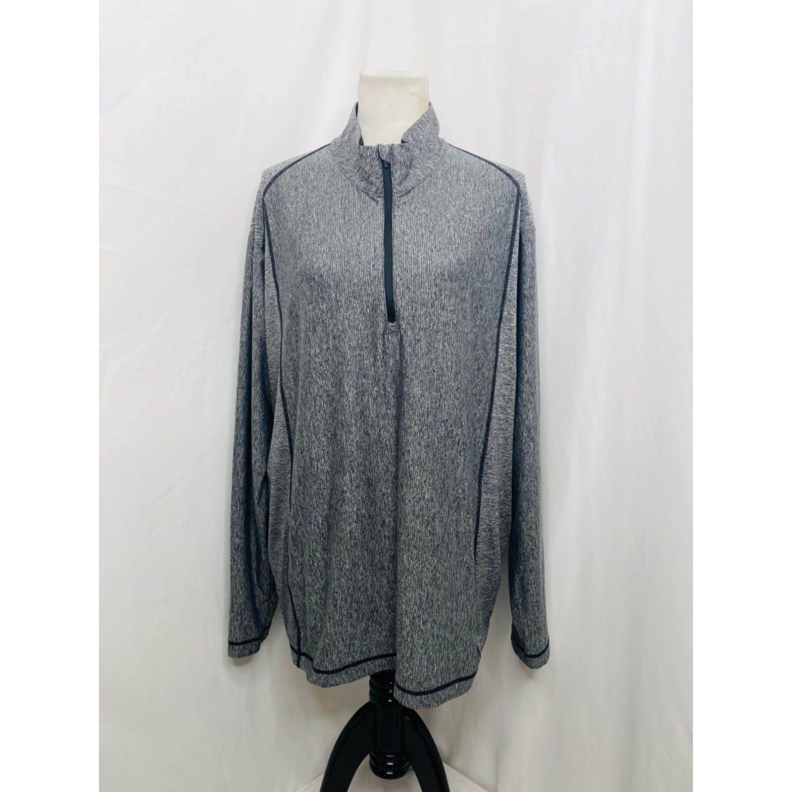 Antigua Mens XXL Shirt Grey Half Zip Long Sleeve High Neck Athletic