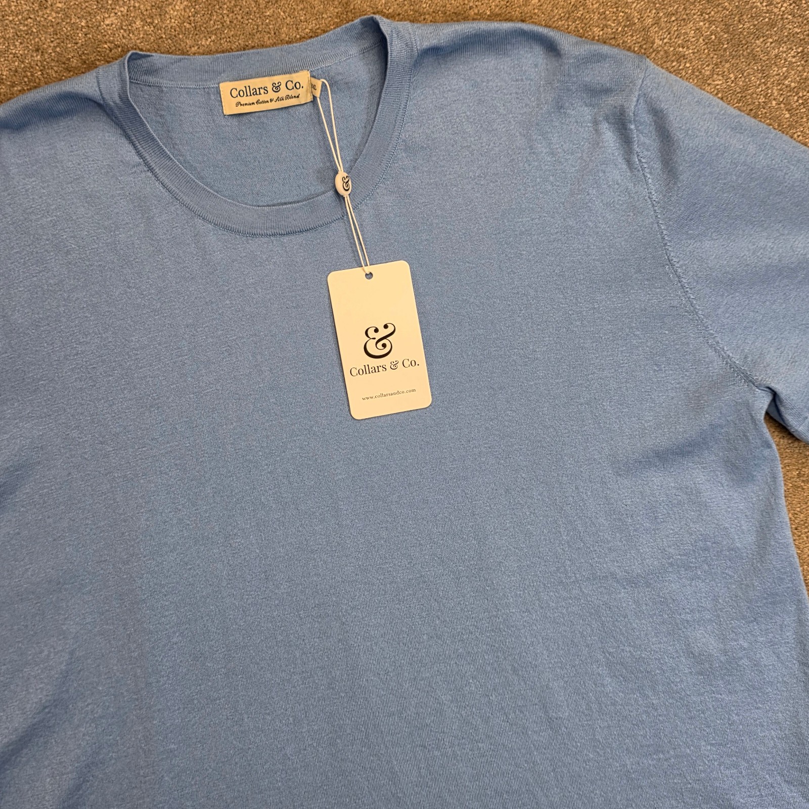 Collars and Co Men&rsquo;s Lucca Luxury Touch Soft Cotton Silk T-Shirt Size 2XL Blue