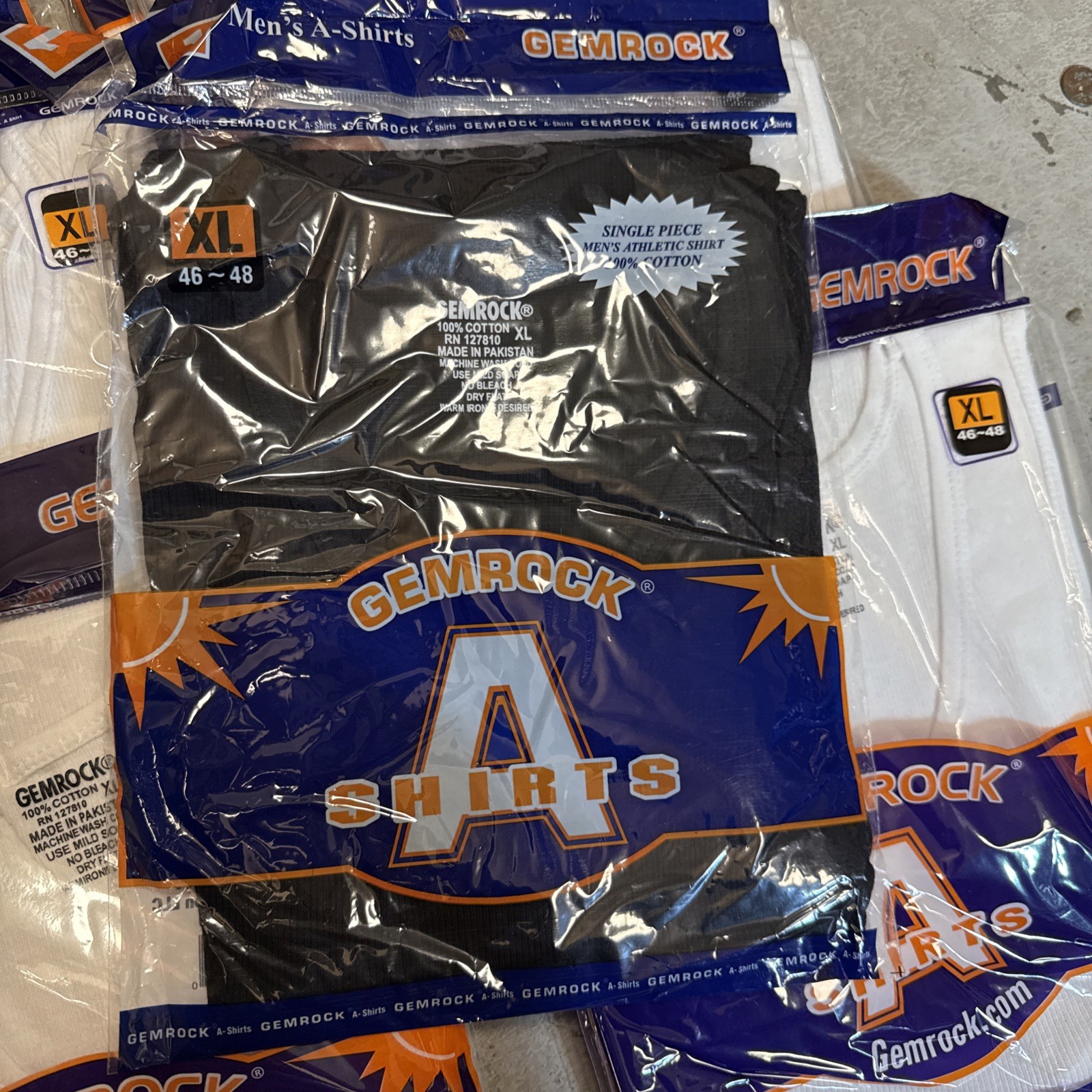 6 Large White A Shirt/ Tang Top Special,Individually Wrapped.