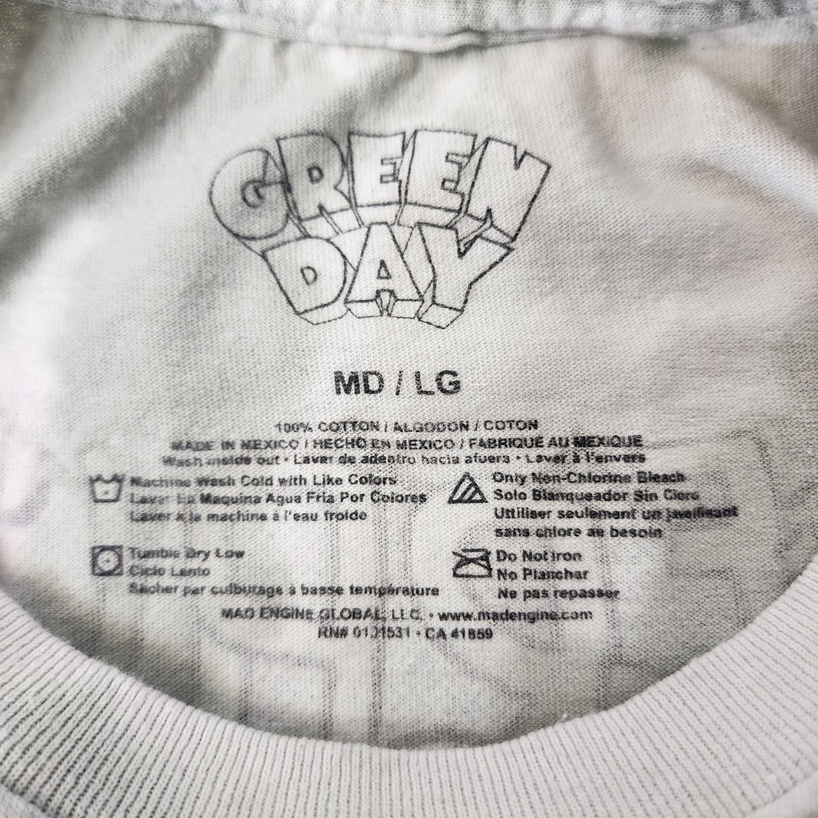 GREEN DAY Shirt Adult Medium White Gray KERPLUNK Graphic Print Tie Dye Punk Band