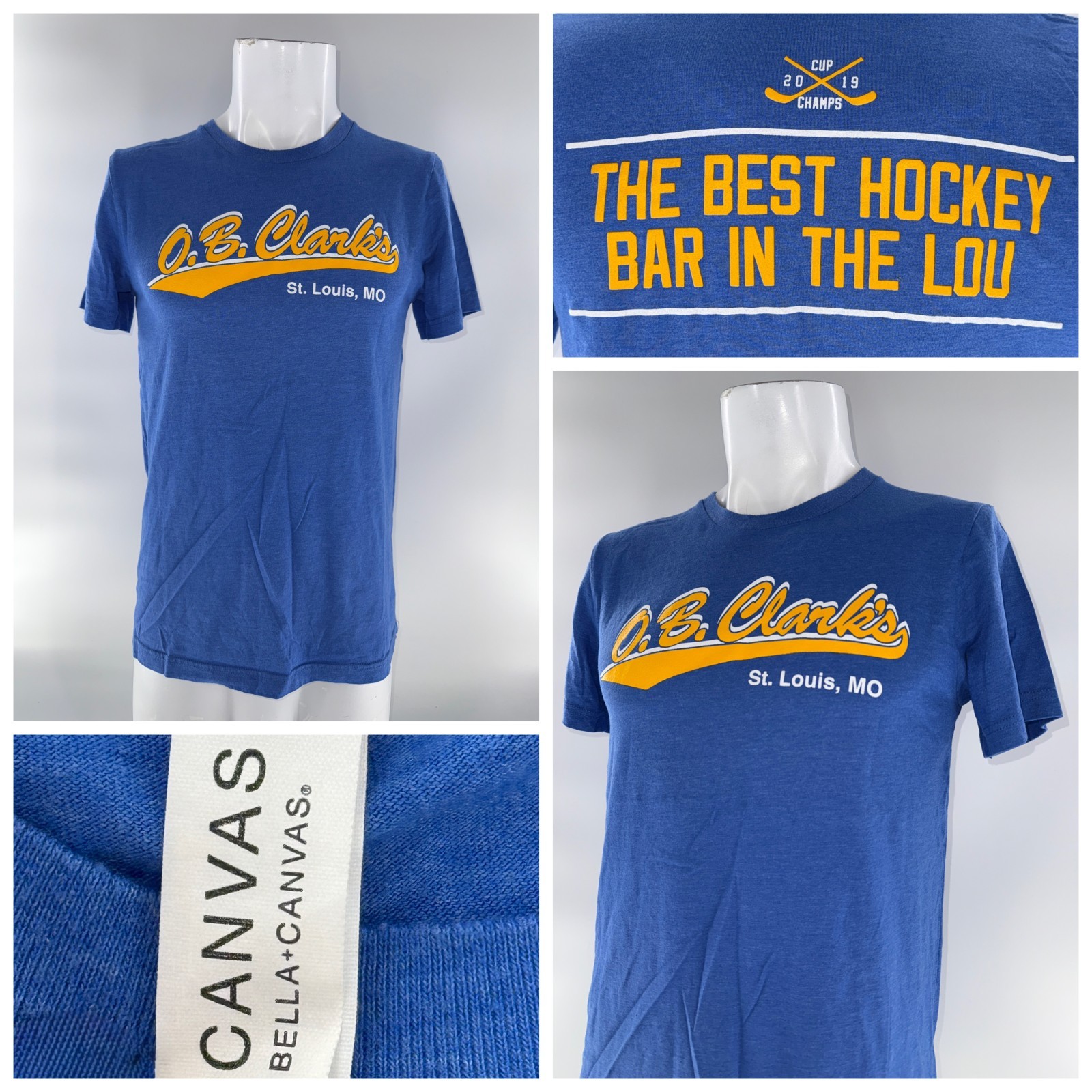 OB Clark’s Bar St. Louis Graphic T-Shirt Men M Blue Short Sleeve Crew YGI I5-38