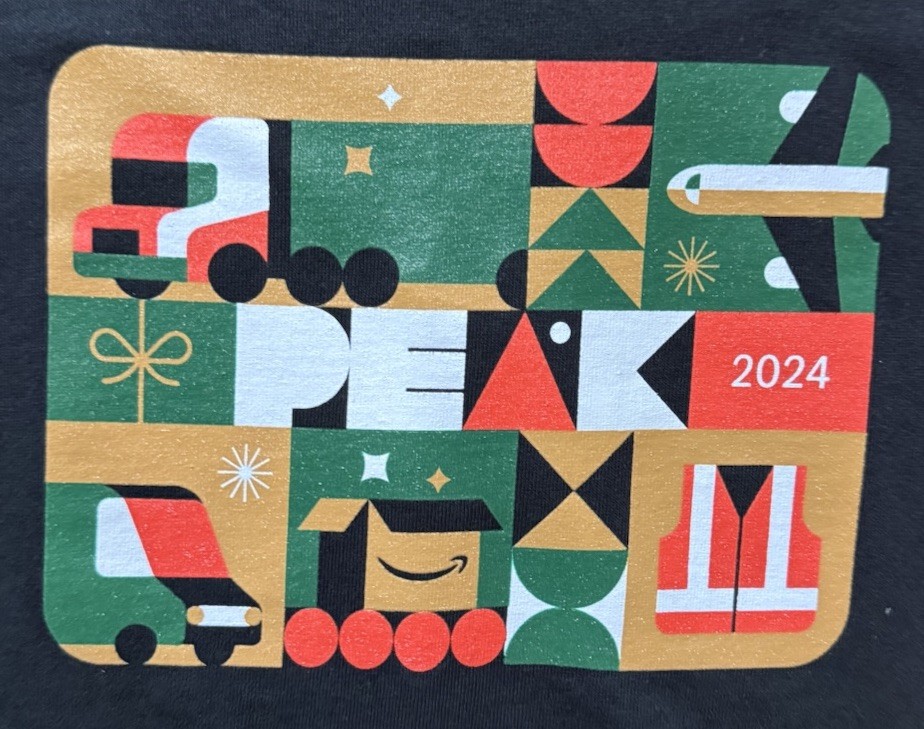 AMAZON 2024 PEAK SEASON BLACK TSHIRT SHIRT SIZE LARGE NEW