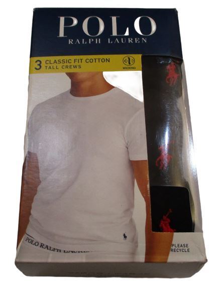 3 GENUINE POLO RALPH LAUREN MENS 1XL TO 6XL BIG&TALL BLACK COTTON CREW T-SHIRTS