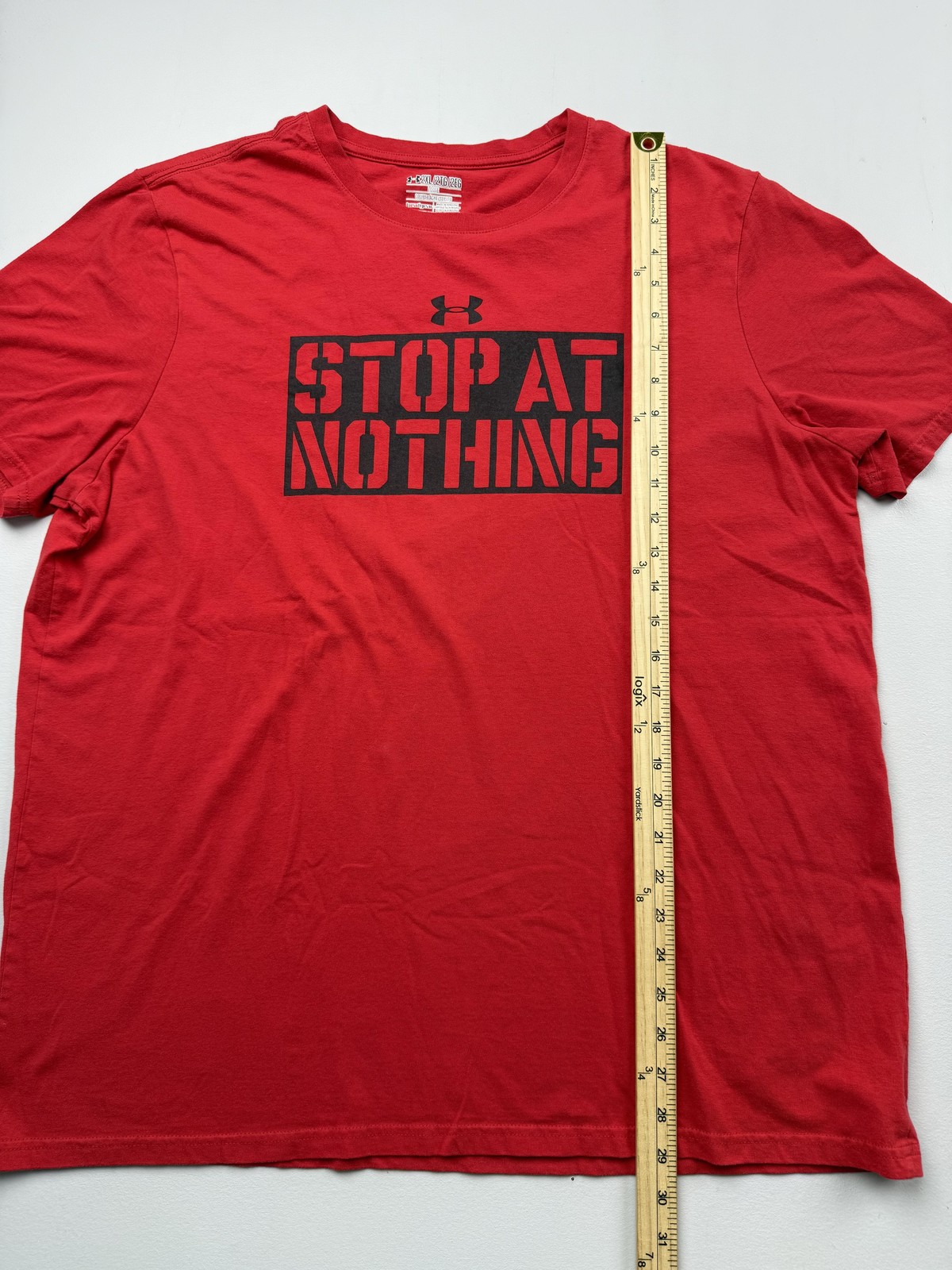 Under Armour Shirt Mens 2XL Red Stop At Nothing Graphic HeatGear Tee Top